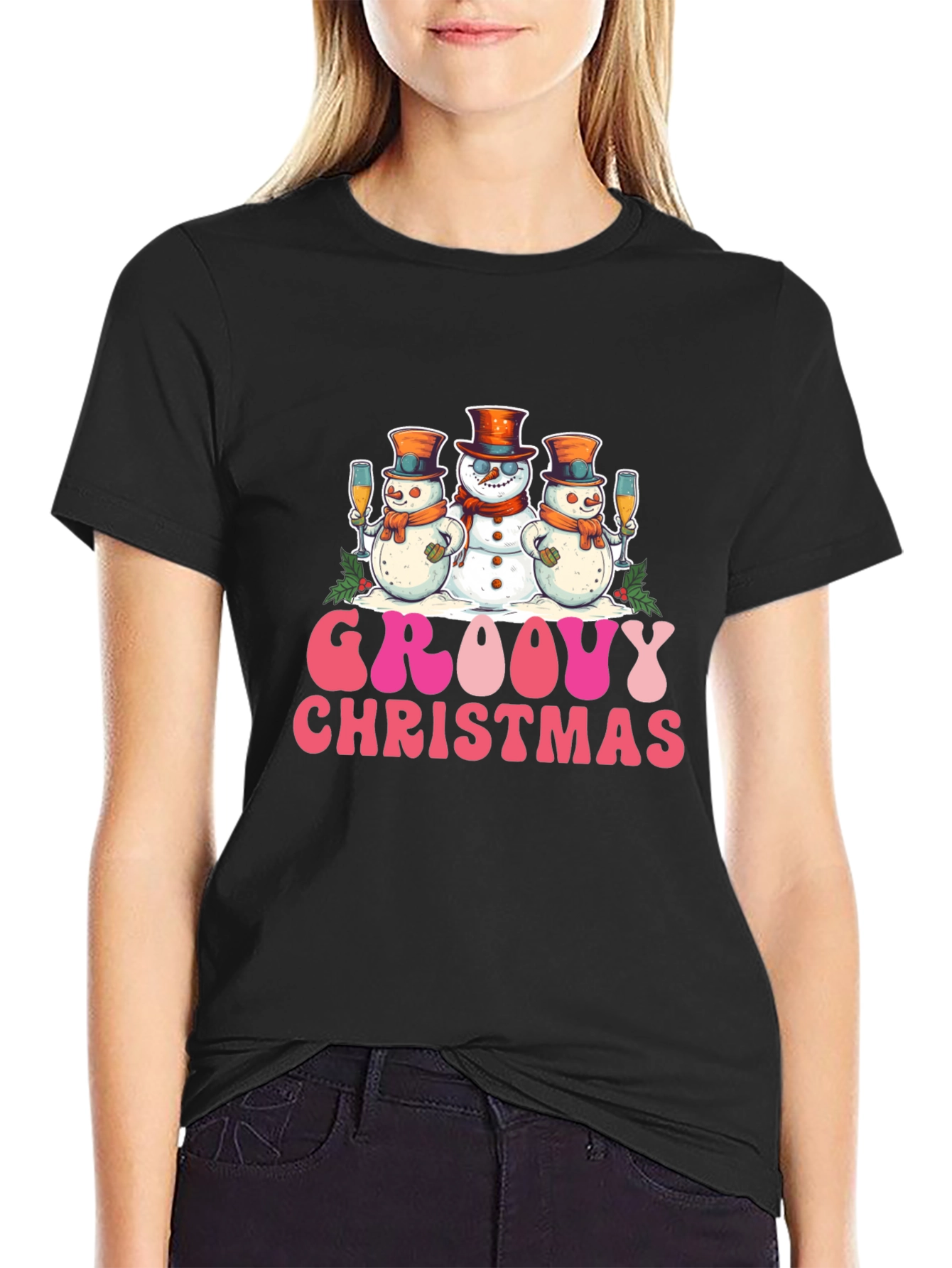 Groovy Christmas Snowmen Tee