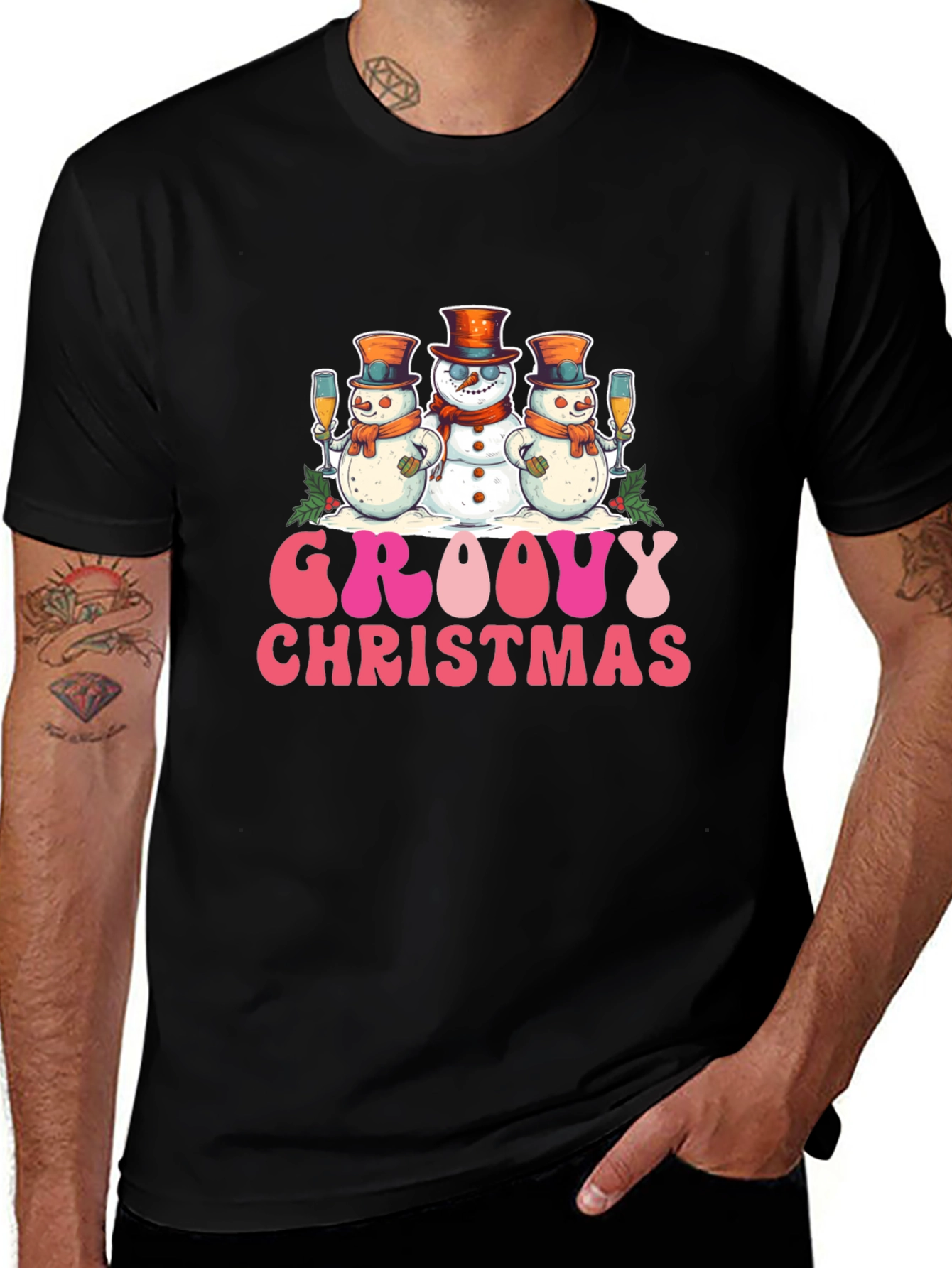 Groovy Christmas Snowmen Tee