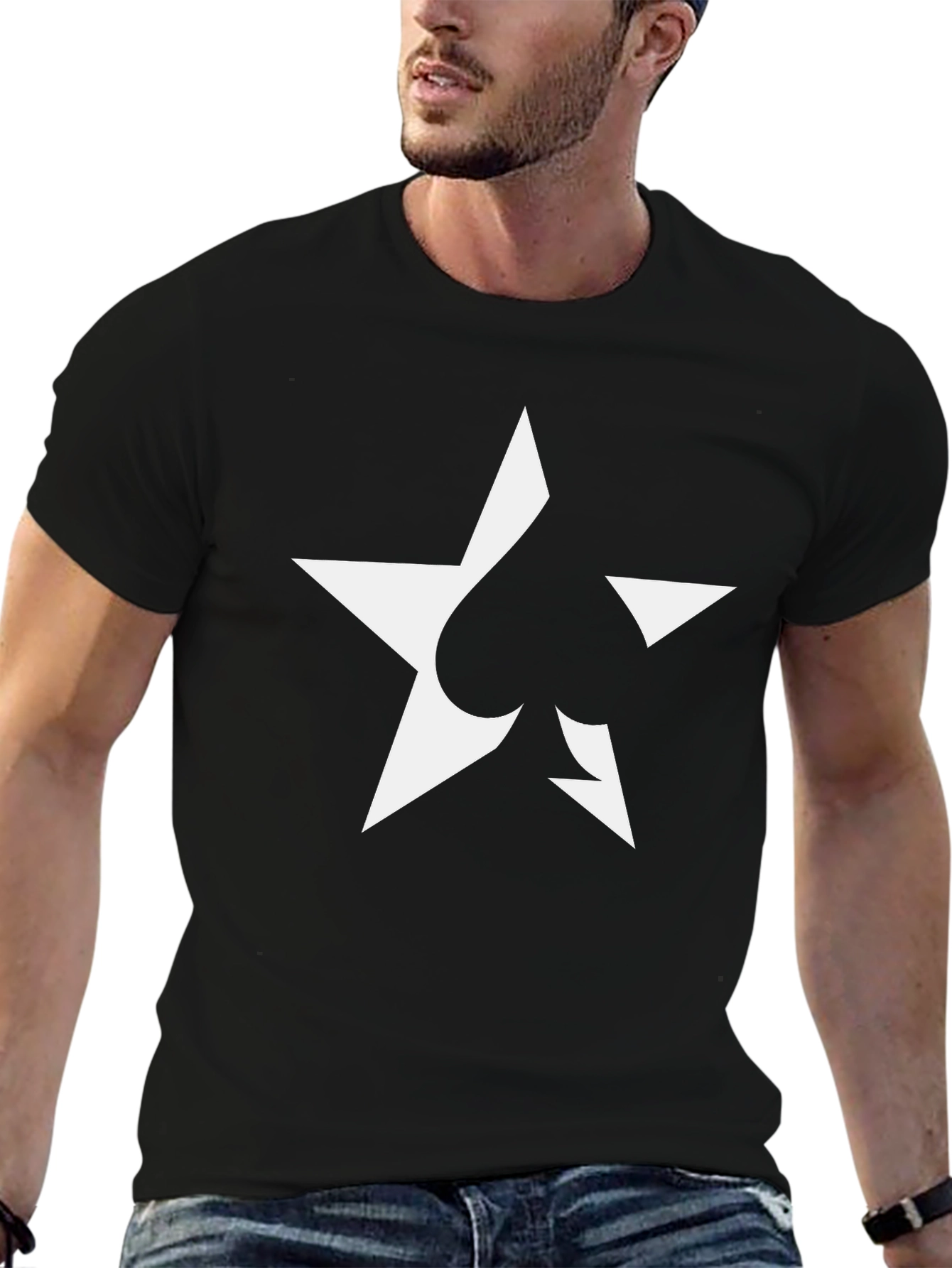 Star Spade Graphic Tee - Stylish Black T-Shirt