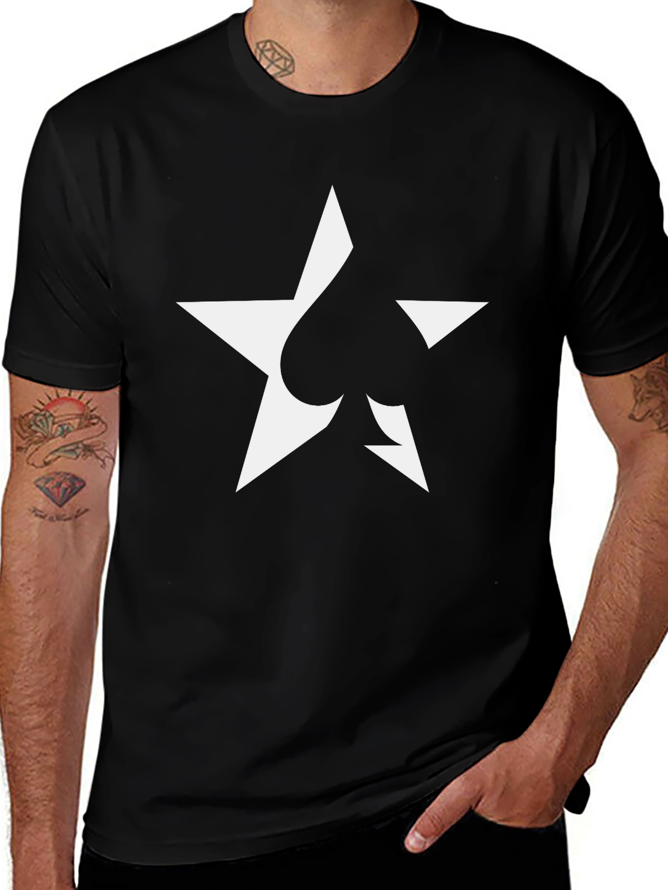 Star Spade Graphic Tee - Stylish Black T-Shirt