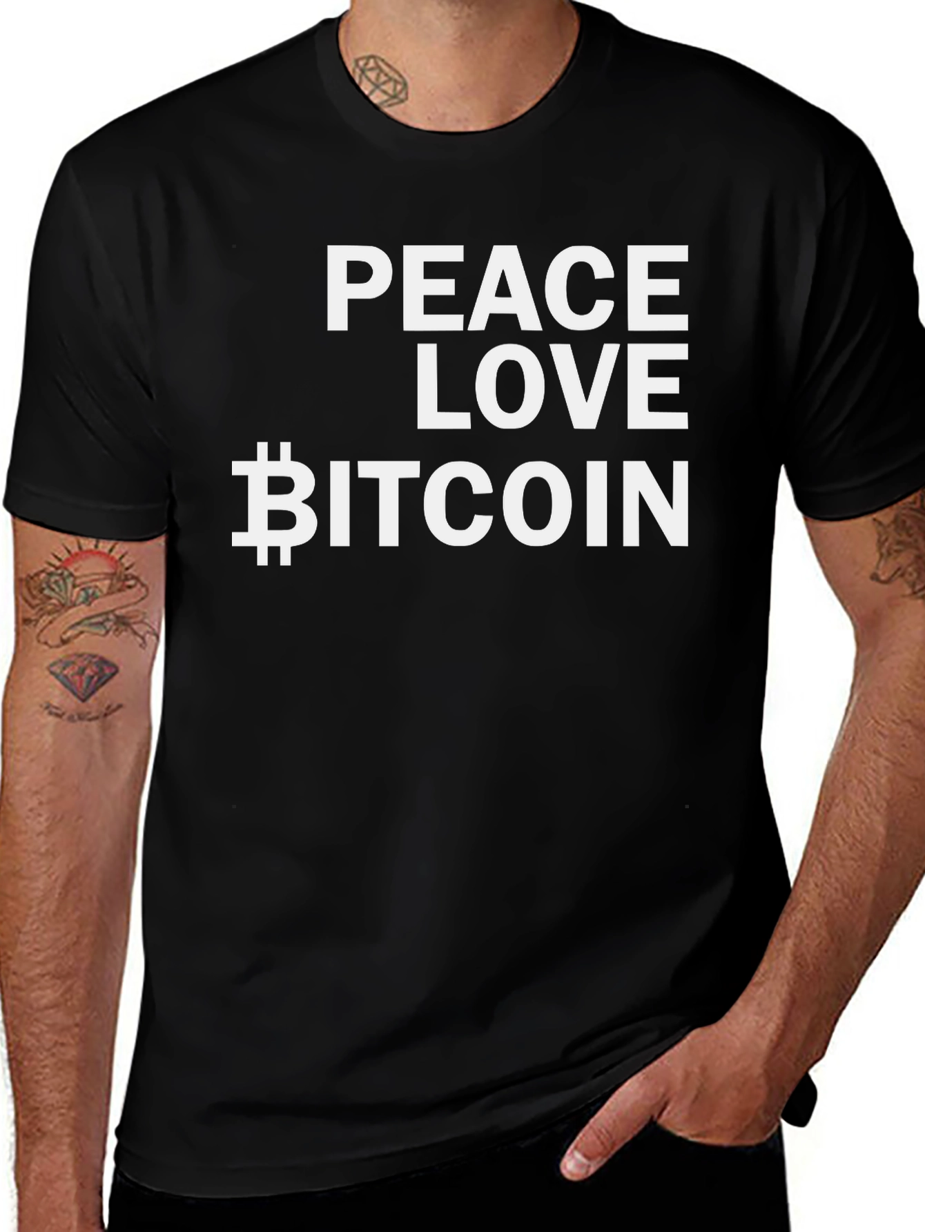 Peace Love Bitcoin Black T-Shirt