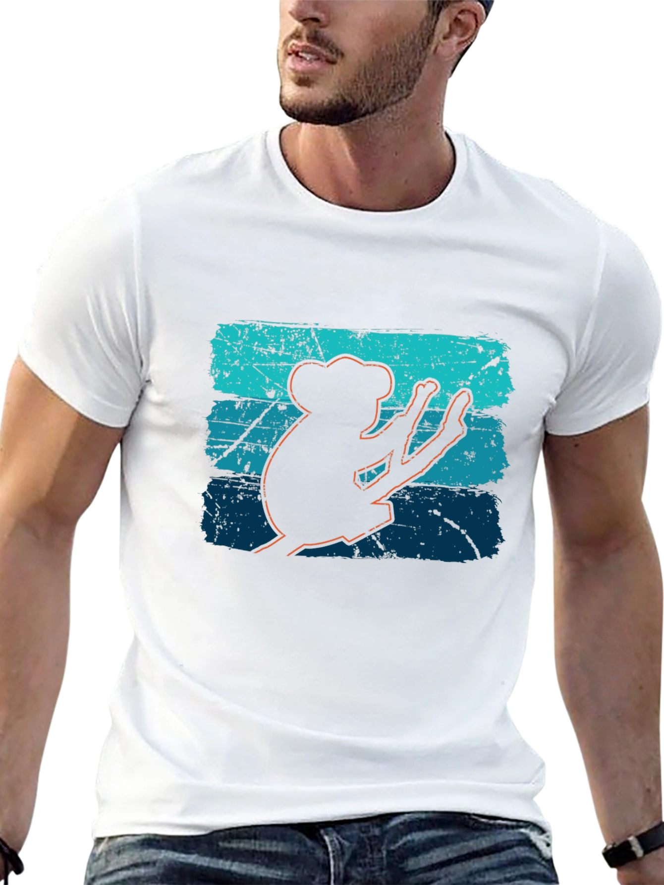 Retro Koala Graphic Tee - Soft Black Cotton T-Shirt