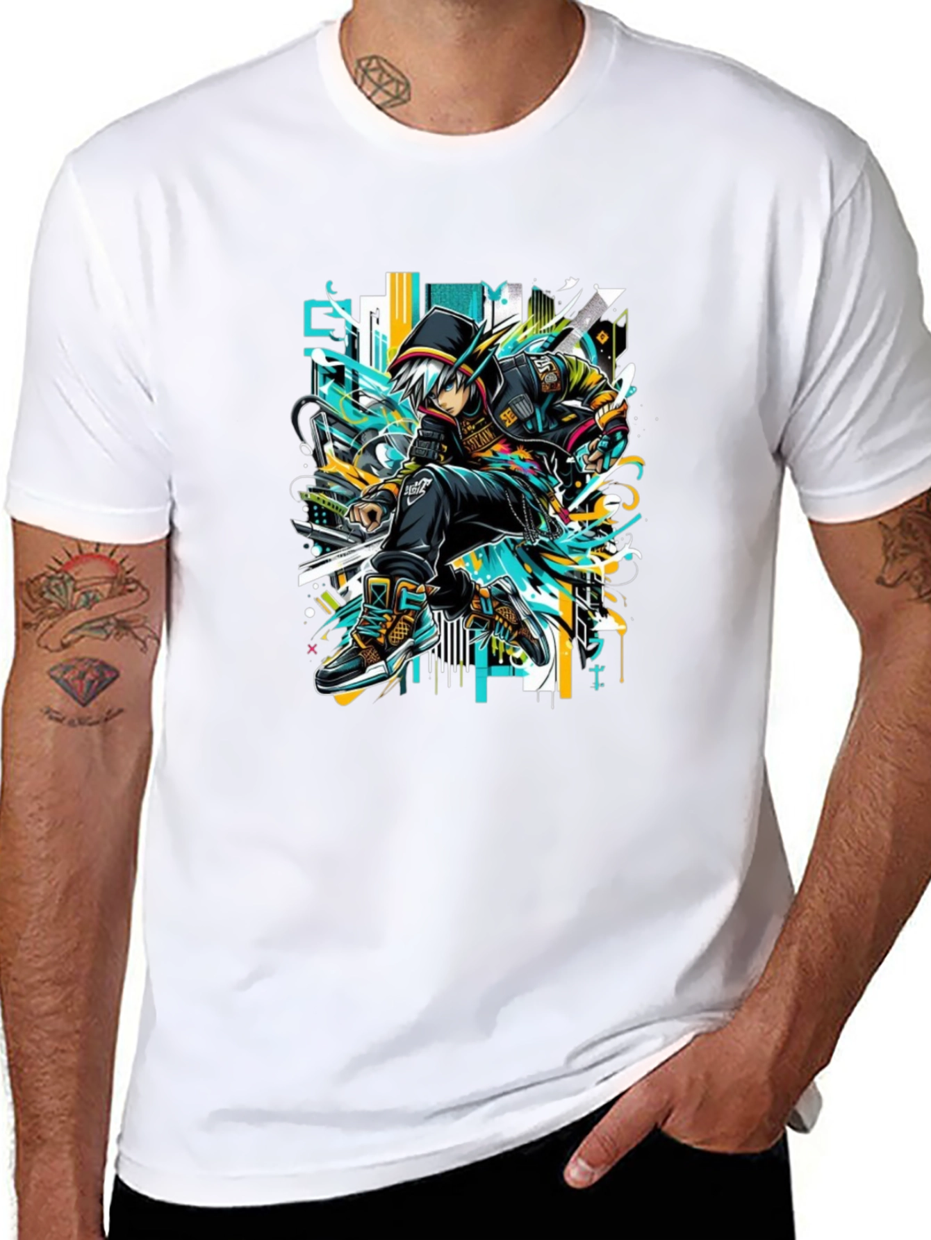 Urban Anime Style Black Graphic Tee
