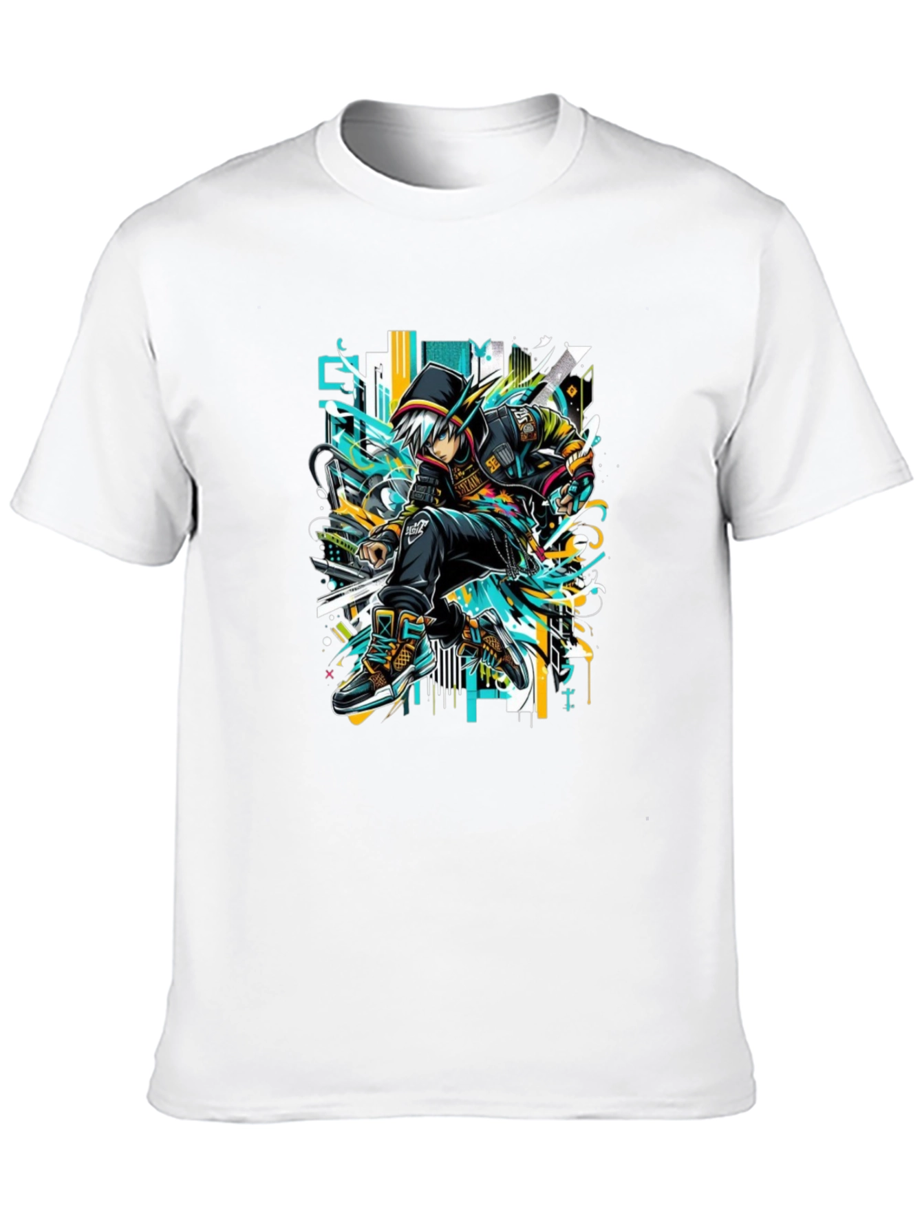 Urban Anime Style Black Graphic Tee