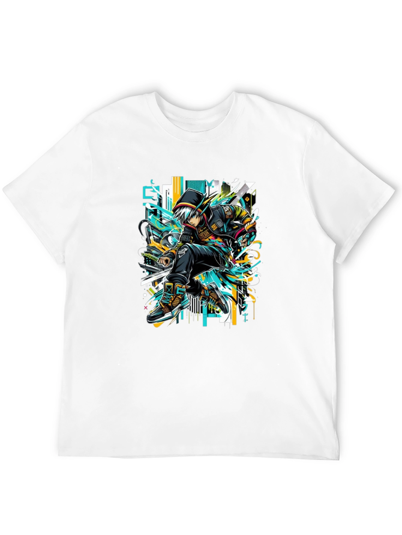 Urban Anime Style Black Graphic Tee