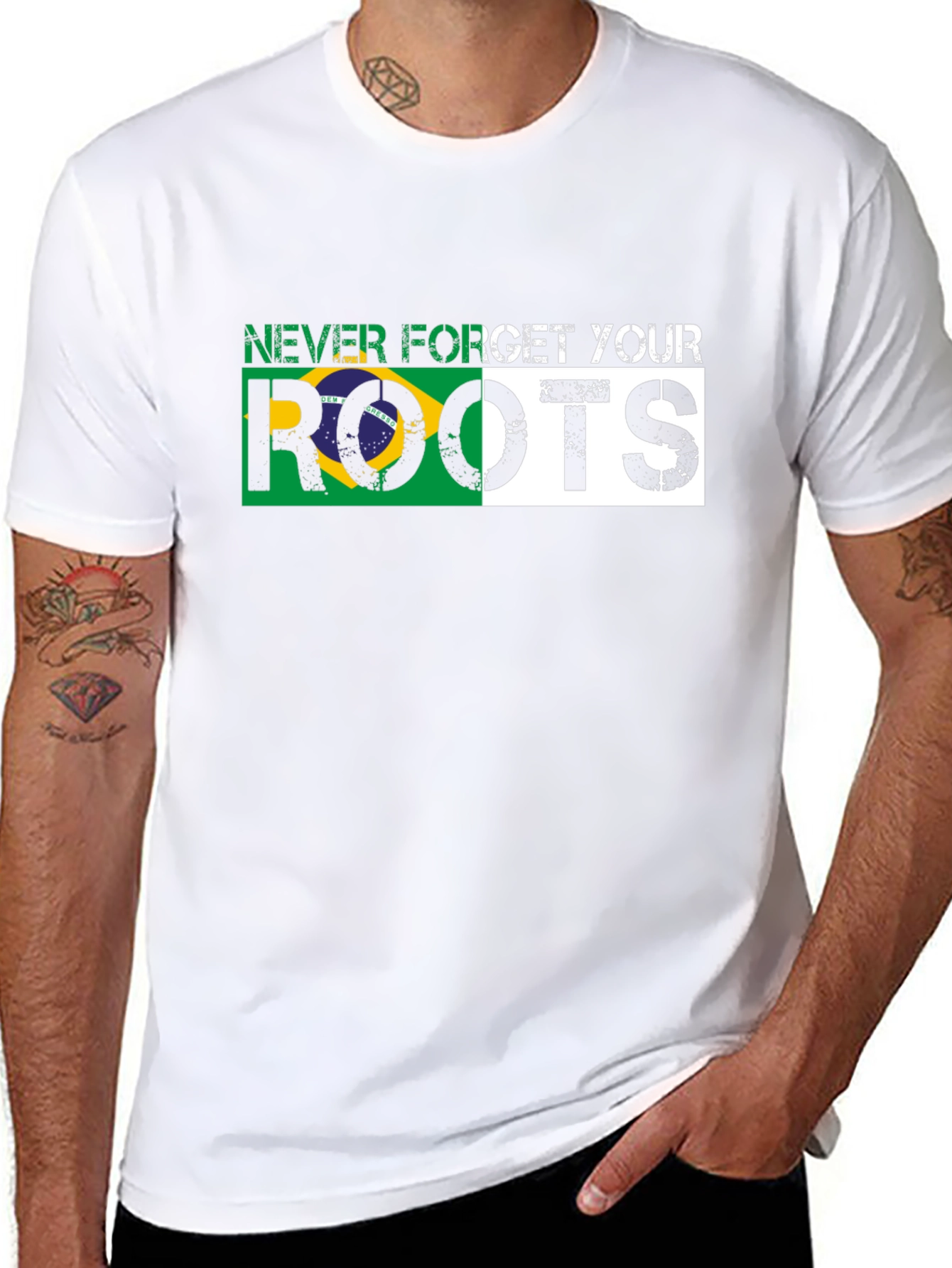 Never Forget Your Roots Brazil Flag T-Shirt
