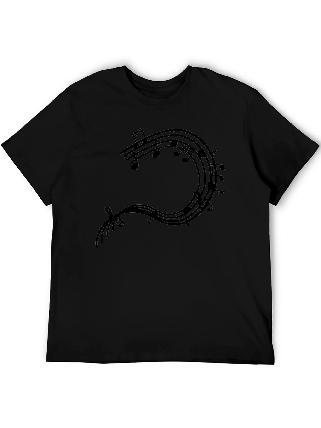 Musical Notes Graphic Tee - Black Cotton Comfort