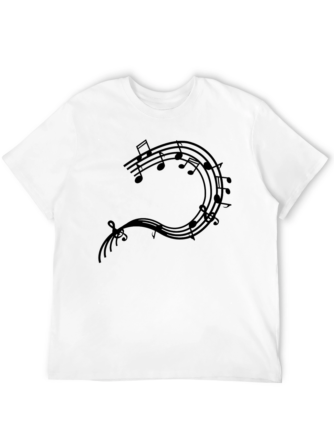 Musical Notes Graphic Tee - Black Cotton Comfort