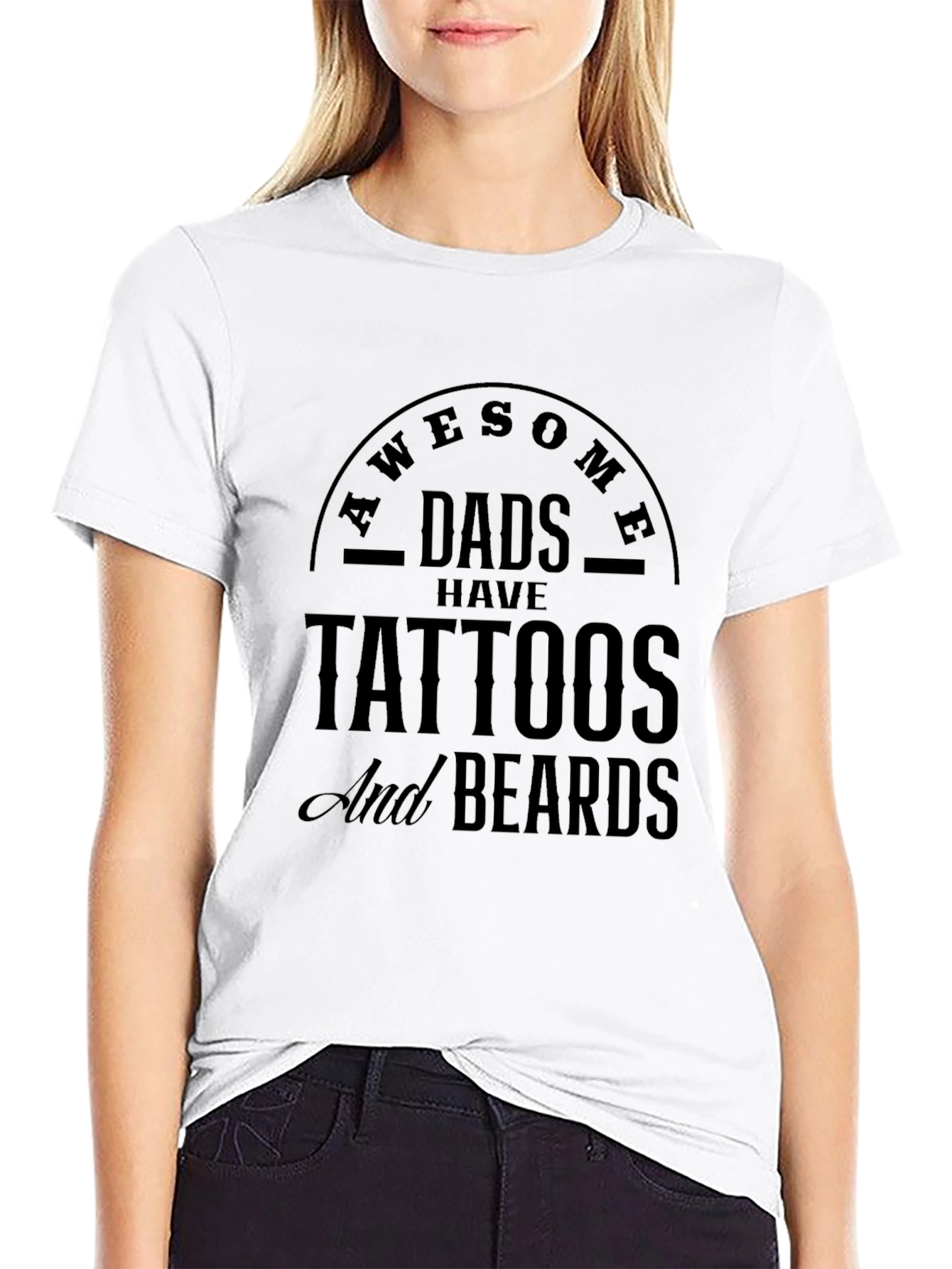 Awesome Dads Tattoos & Beards Graphic T-Shirt