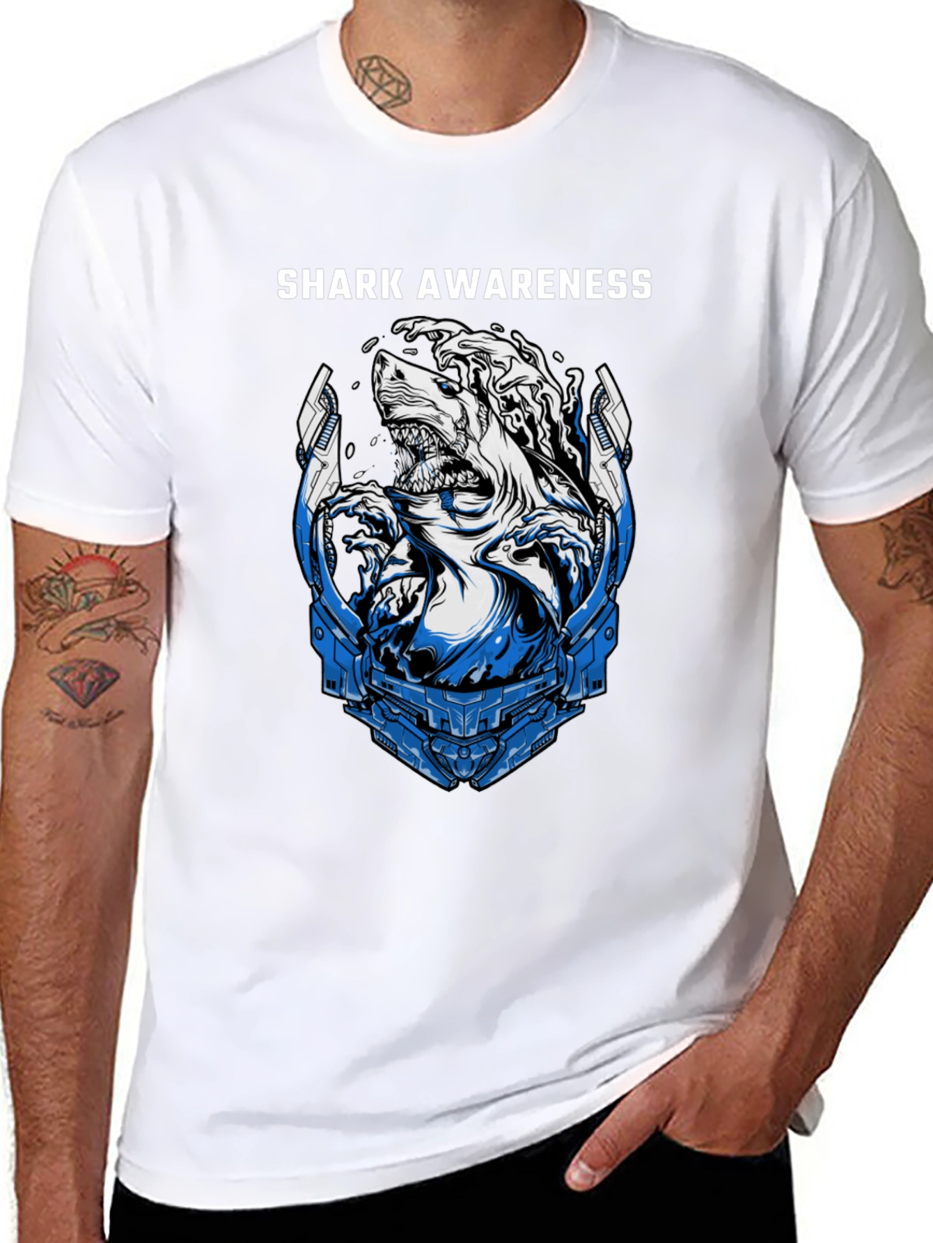 Shark Awareness Graphic T-Shirt - Black