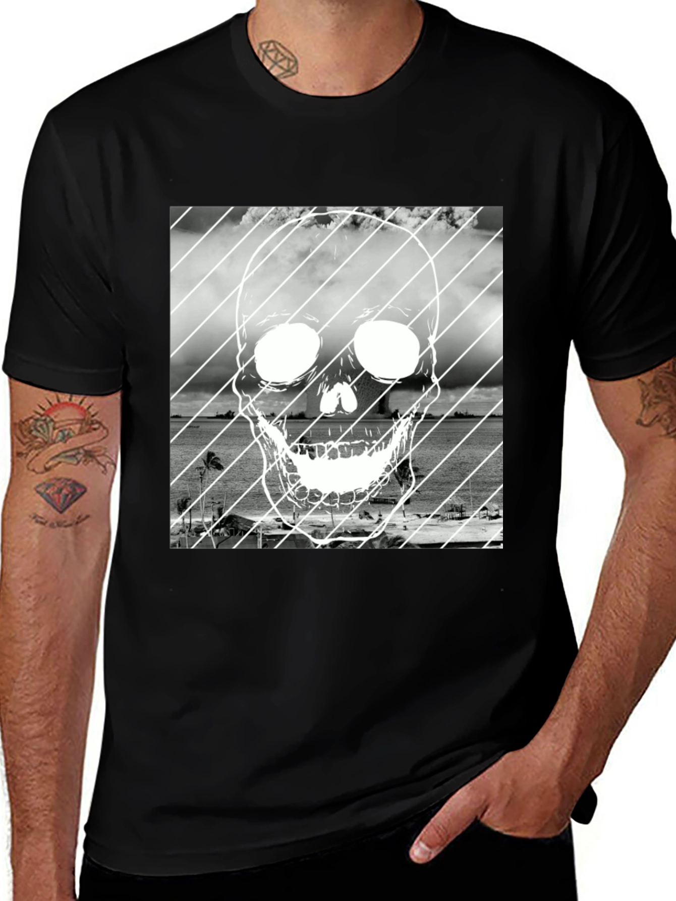 Skull Beach T-Shirt - Black Graphic Tee