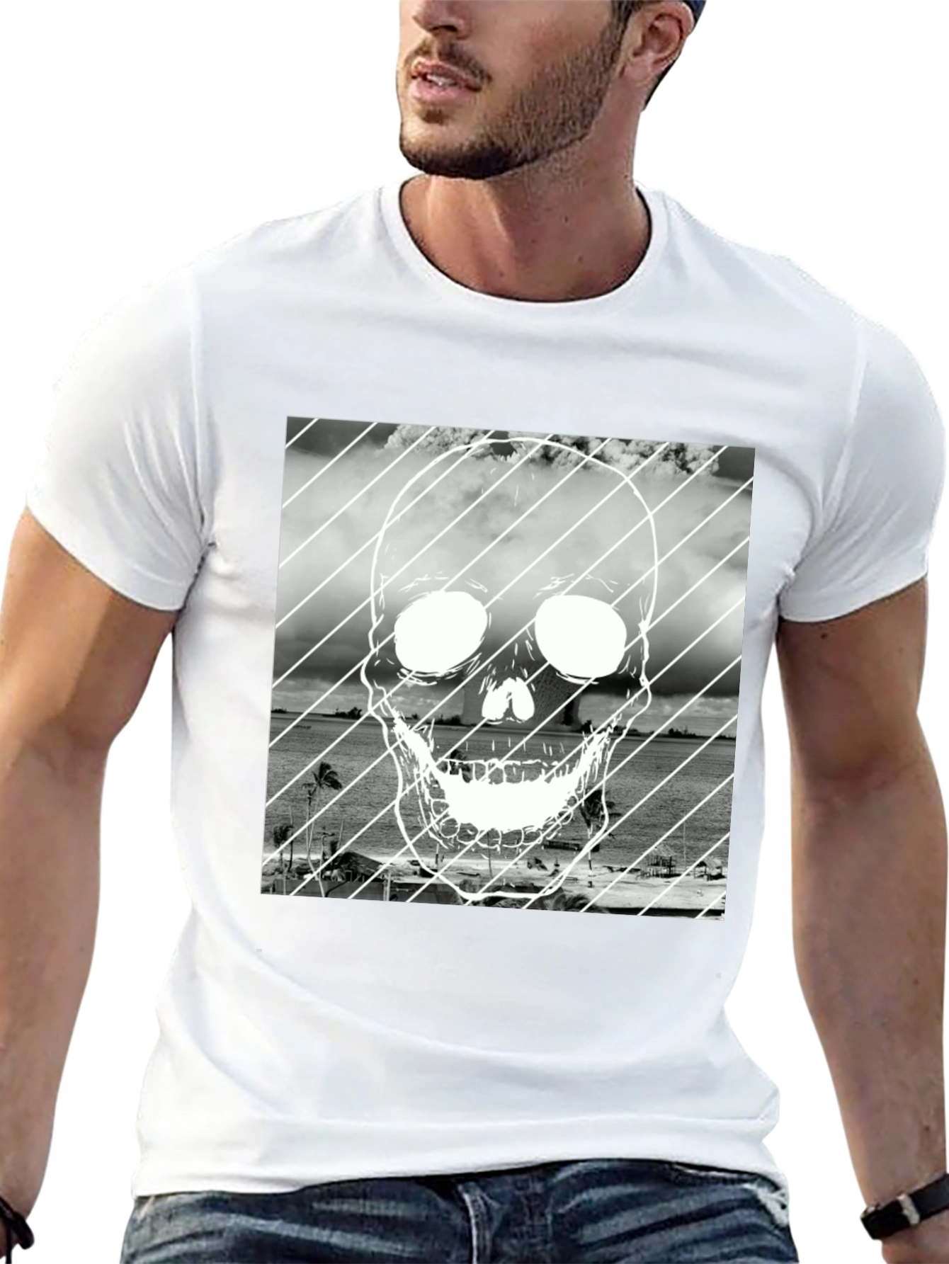 Skull Beach T-Shirt - Black Graphic Tee