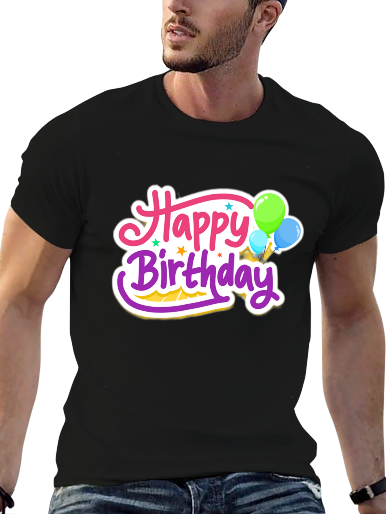Happy Birthday Graphic Tee - Black