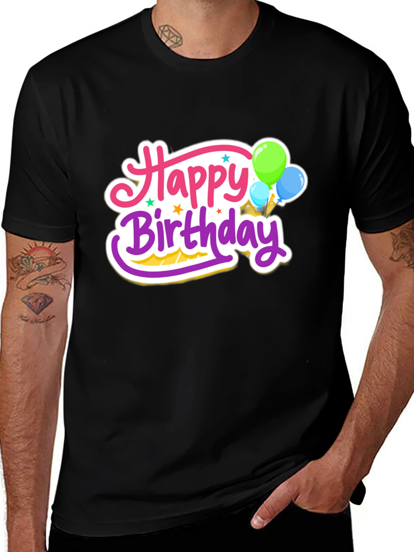 Happy Birthday Graphic Tee - Black