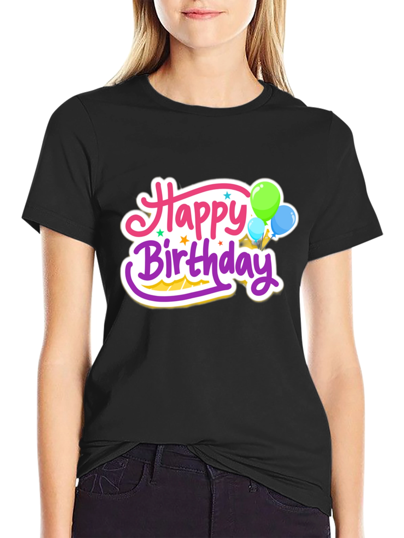 Happy Birthday Graphic Tee - Black