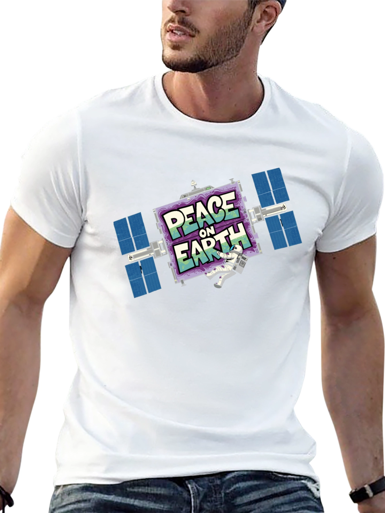 Peace On Earth Satellite Graphic T-Shirt