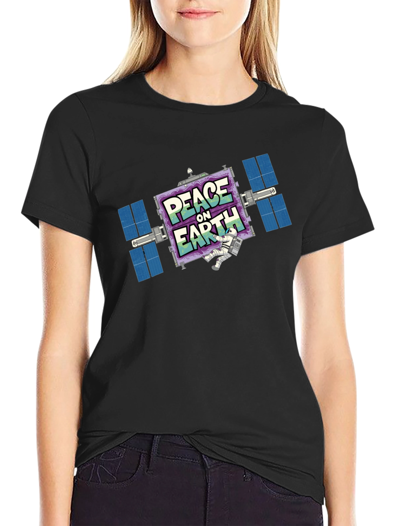 Peace On Earth Satellite Graphic T-Shirt