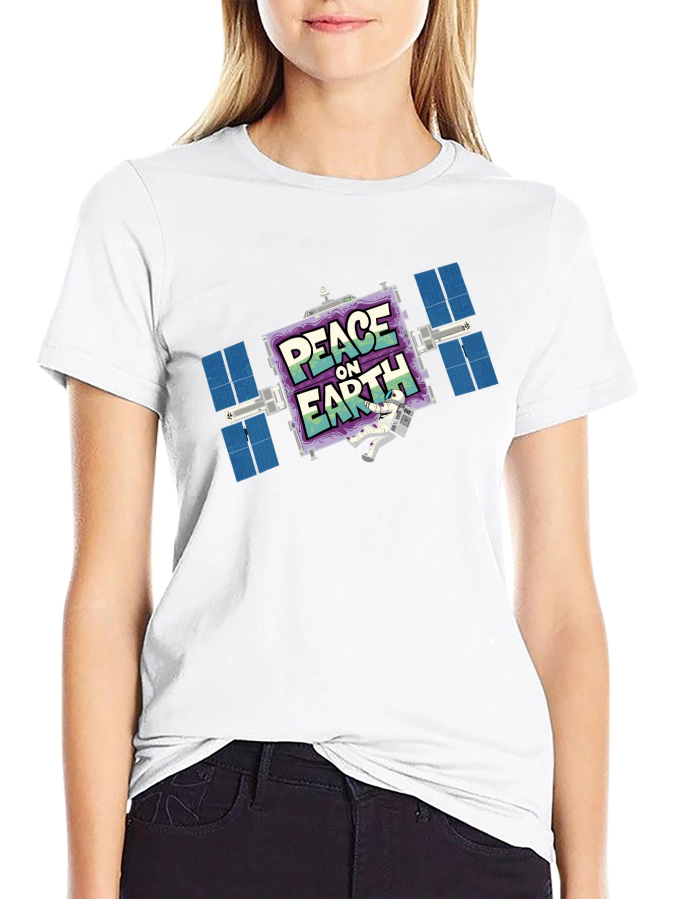 Peace On Earth Satellite Graphic T-Shirt