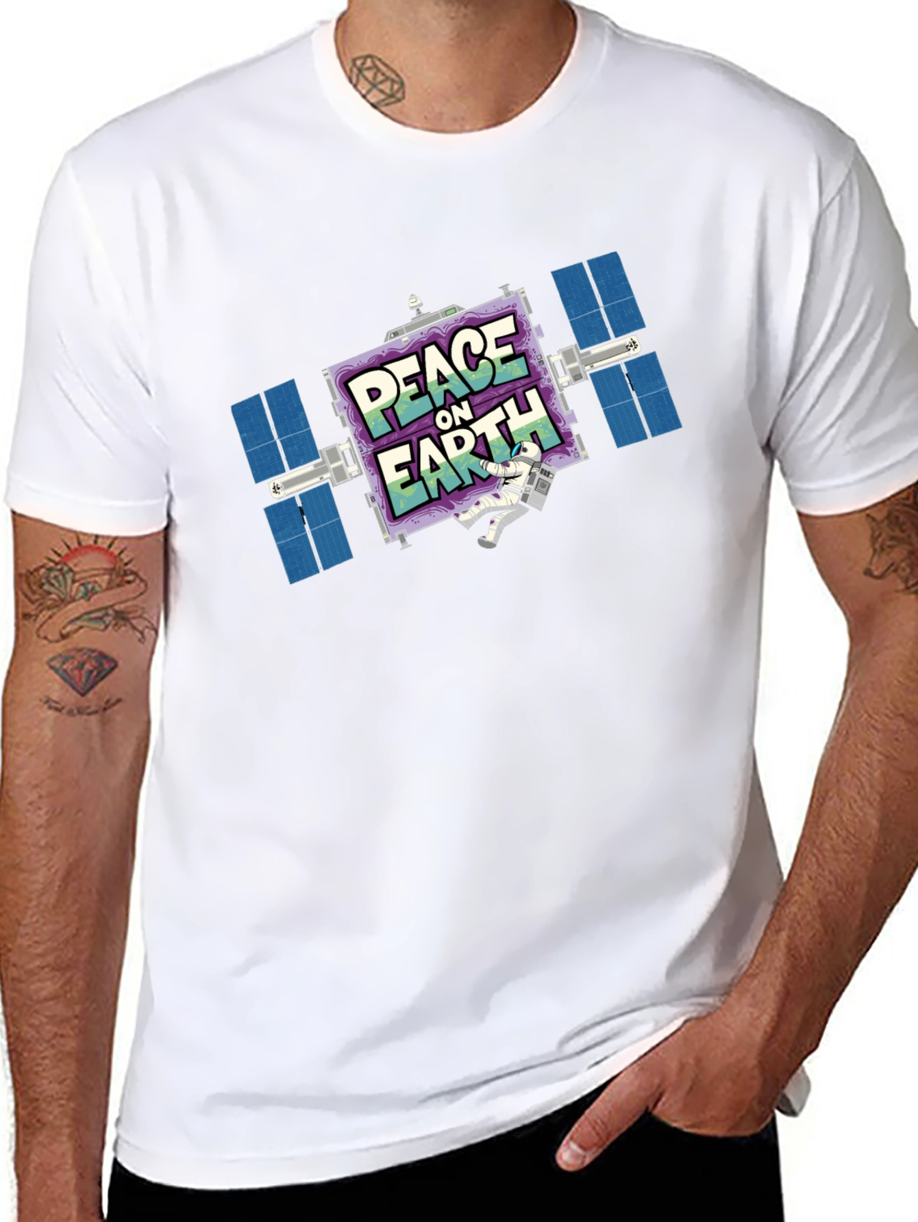 Peace On Earth Satellite Graphic T-Shirt