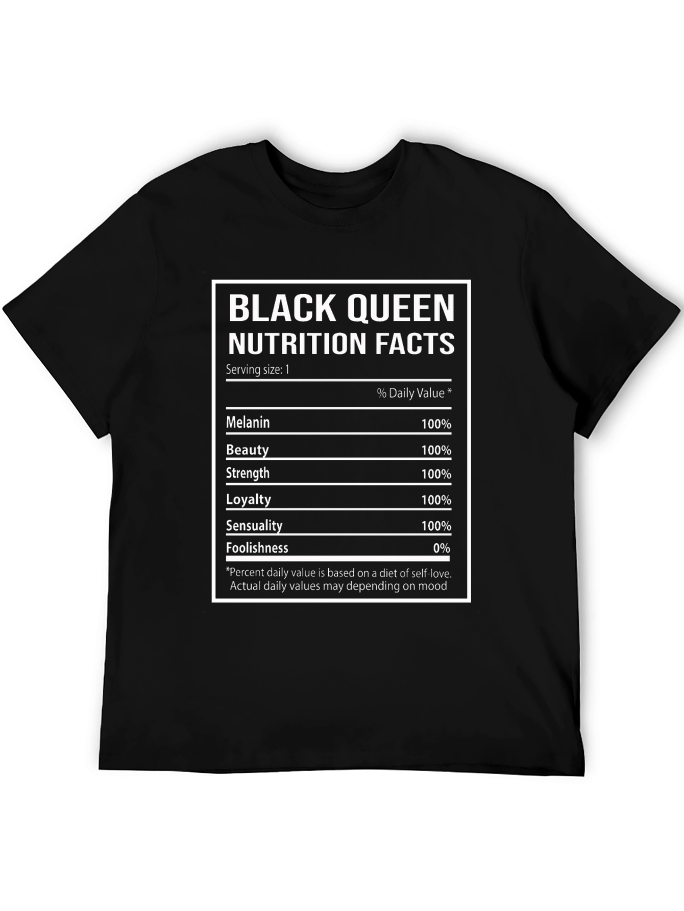 Black Queen Nutrition Facts Graphic Tee