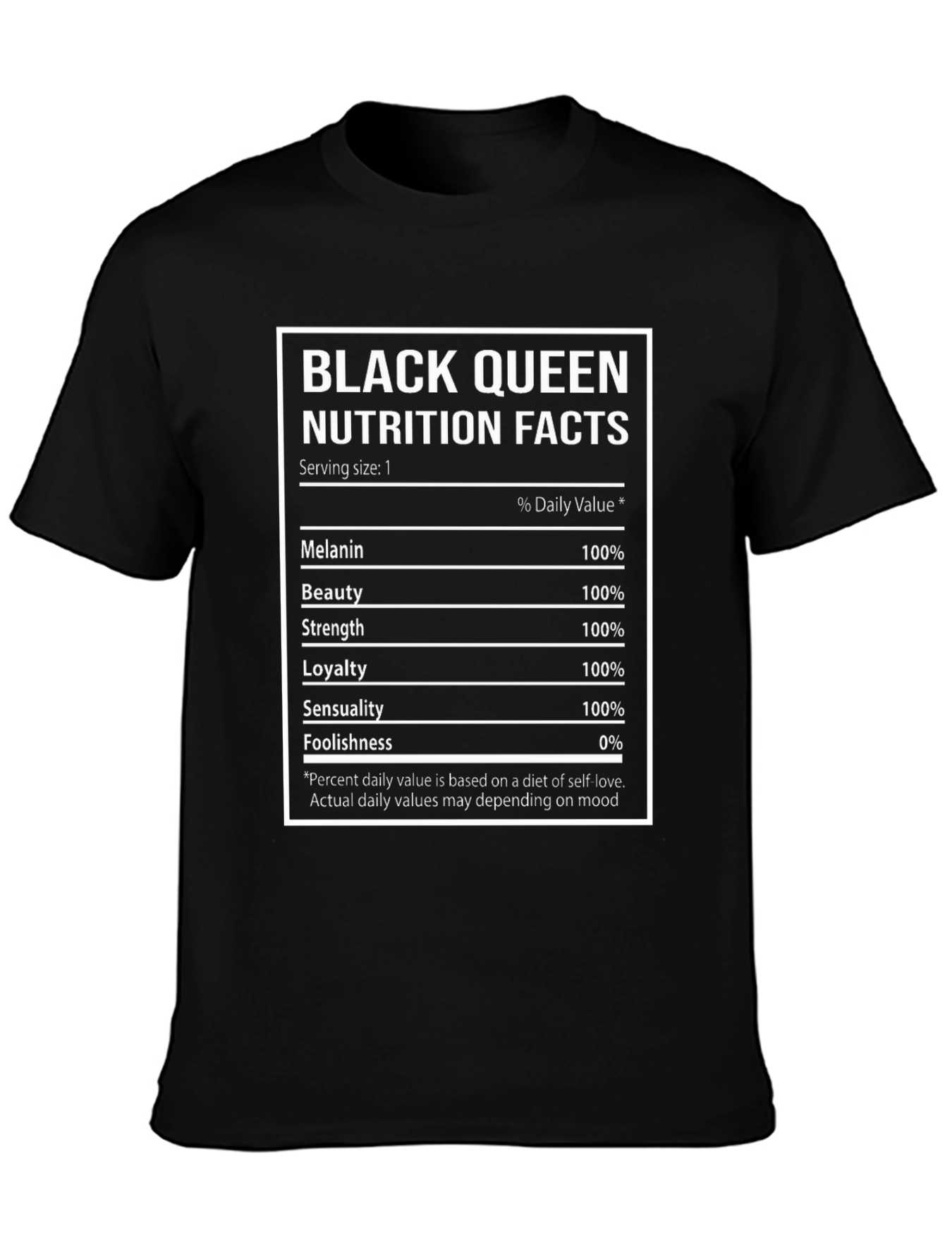 Black Queen Nutrition Facts Graphic Tee