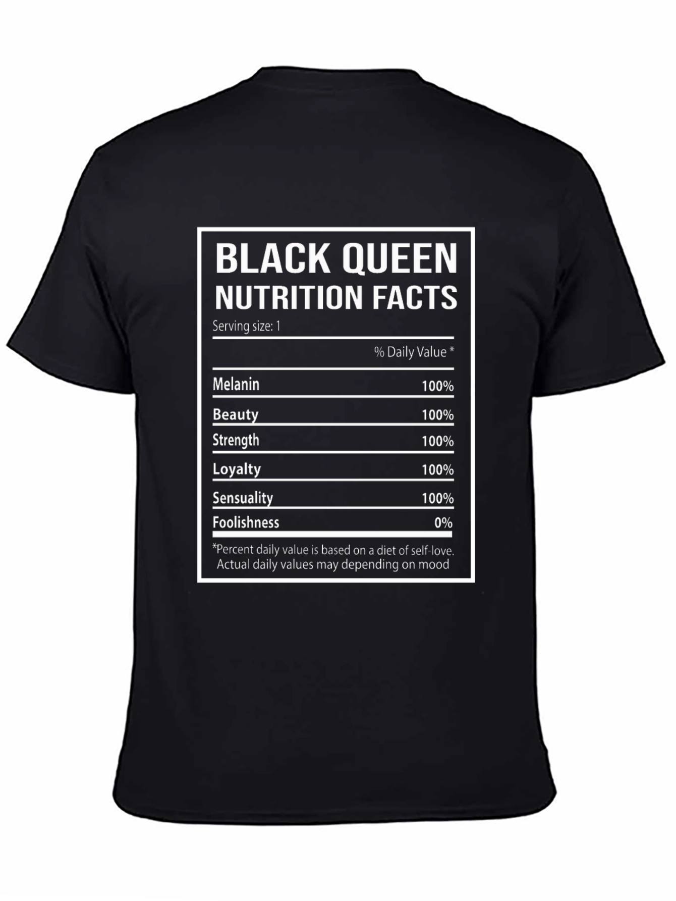 Black Queen Nutrition Facts Graphic Tee