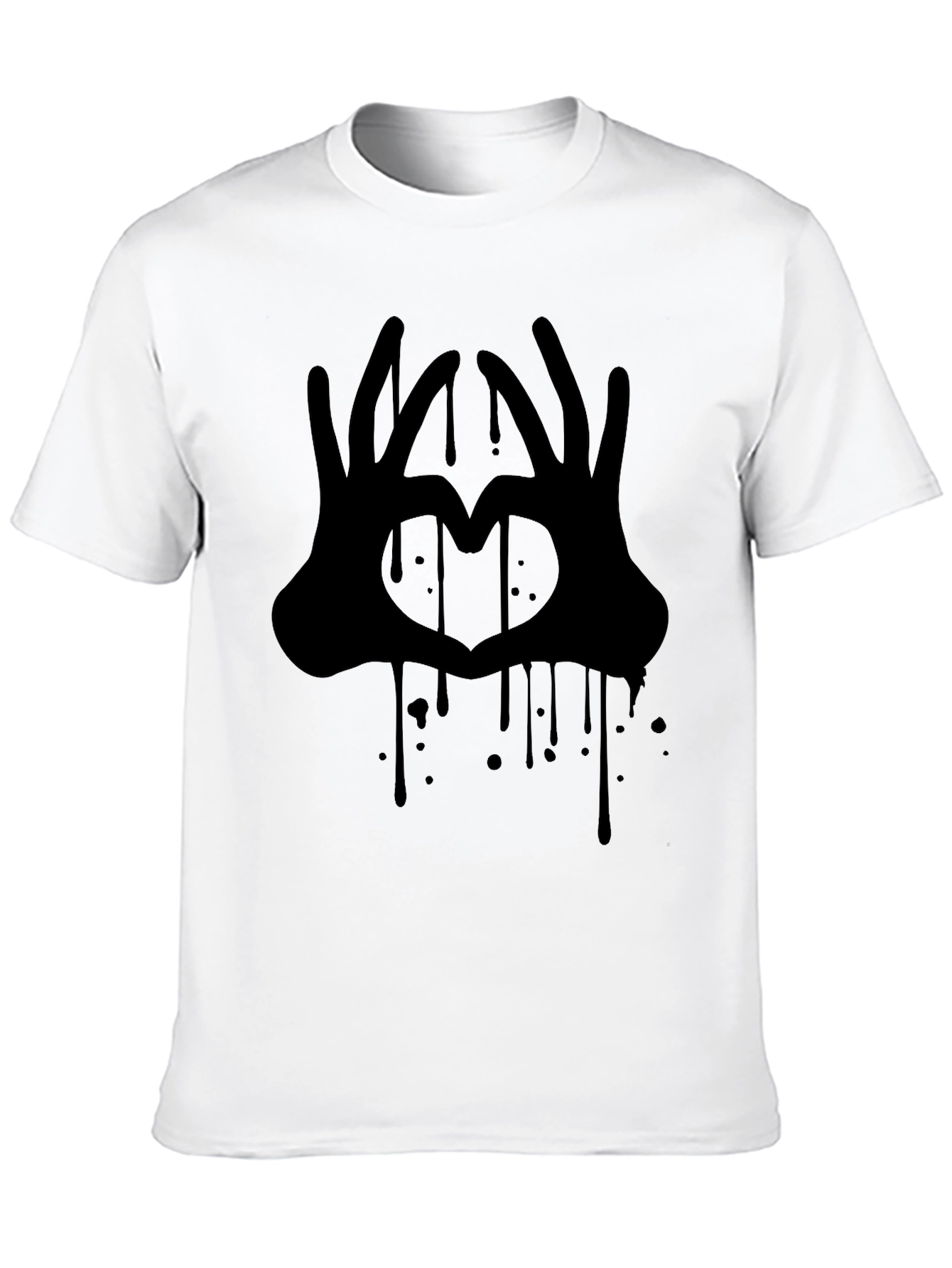 Heart Hands Graphic Tee - Black Crew Neck T-Shirt