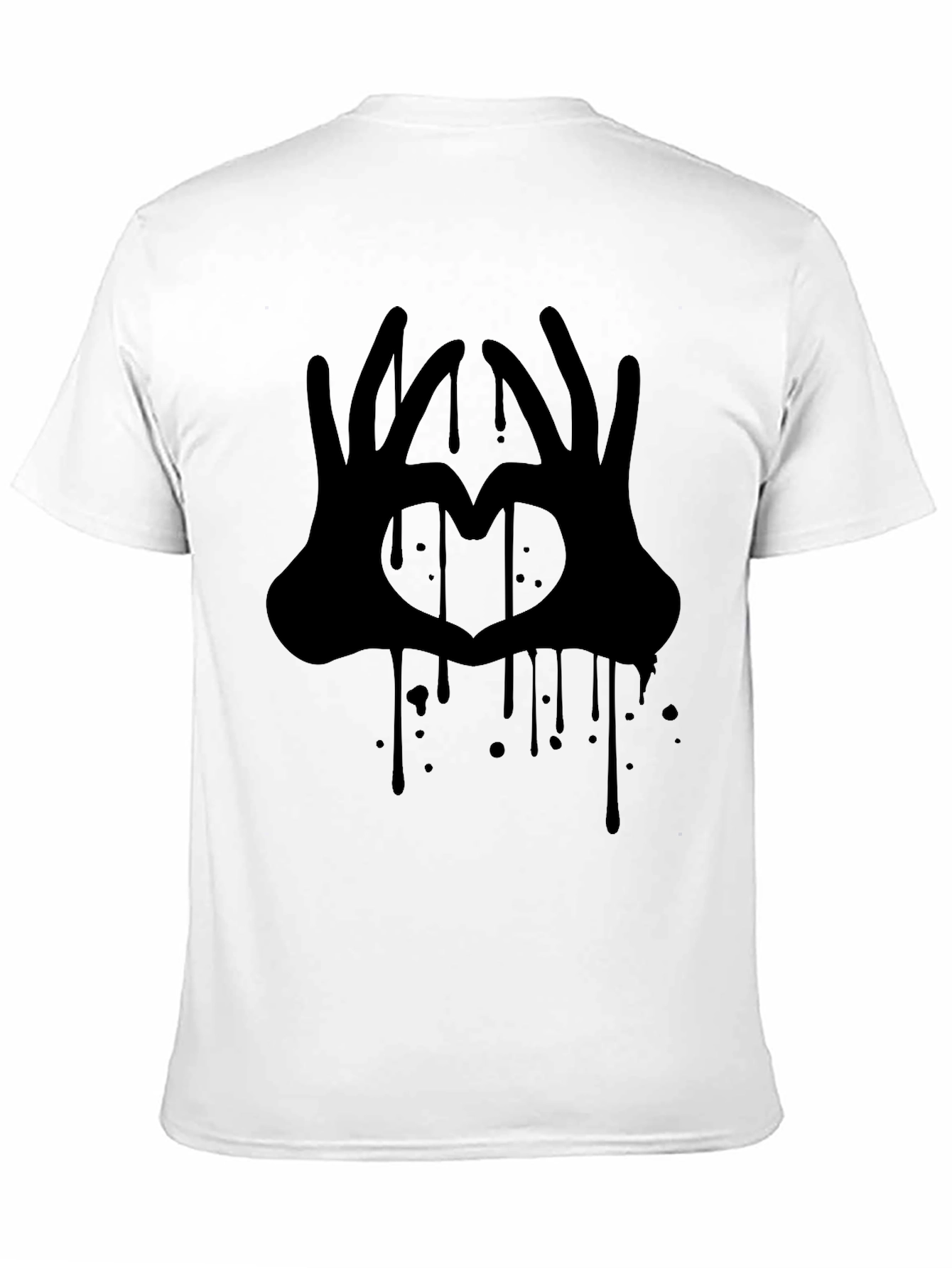 Heart Hands Graphic Tee - Black Crew Neck T-Shirt
