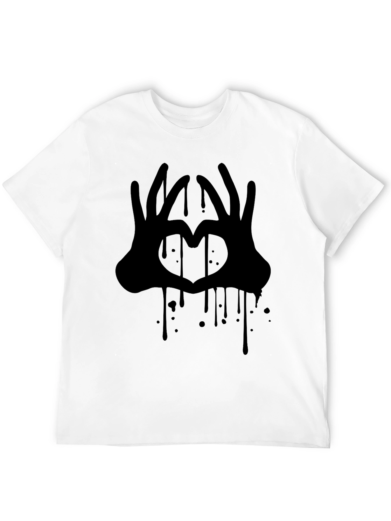 Heart Hands Graphic Tee - Black Crew Neck T-Shirt