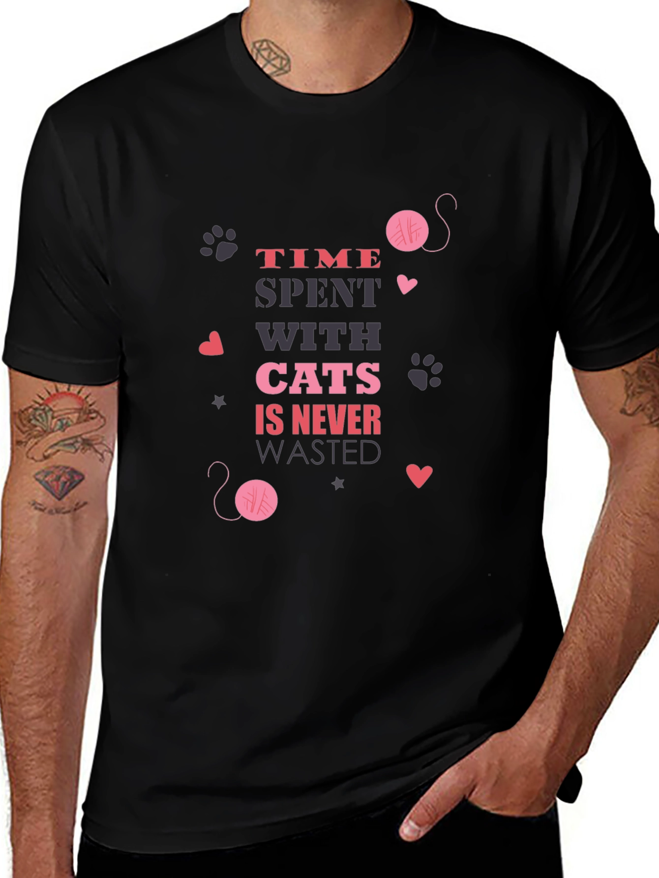 Time Spent With Cats Black T-Shirt