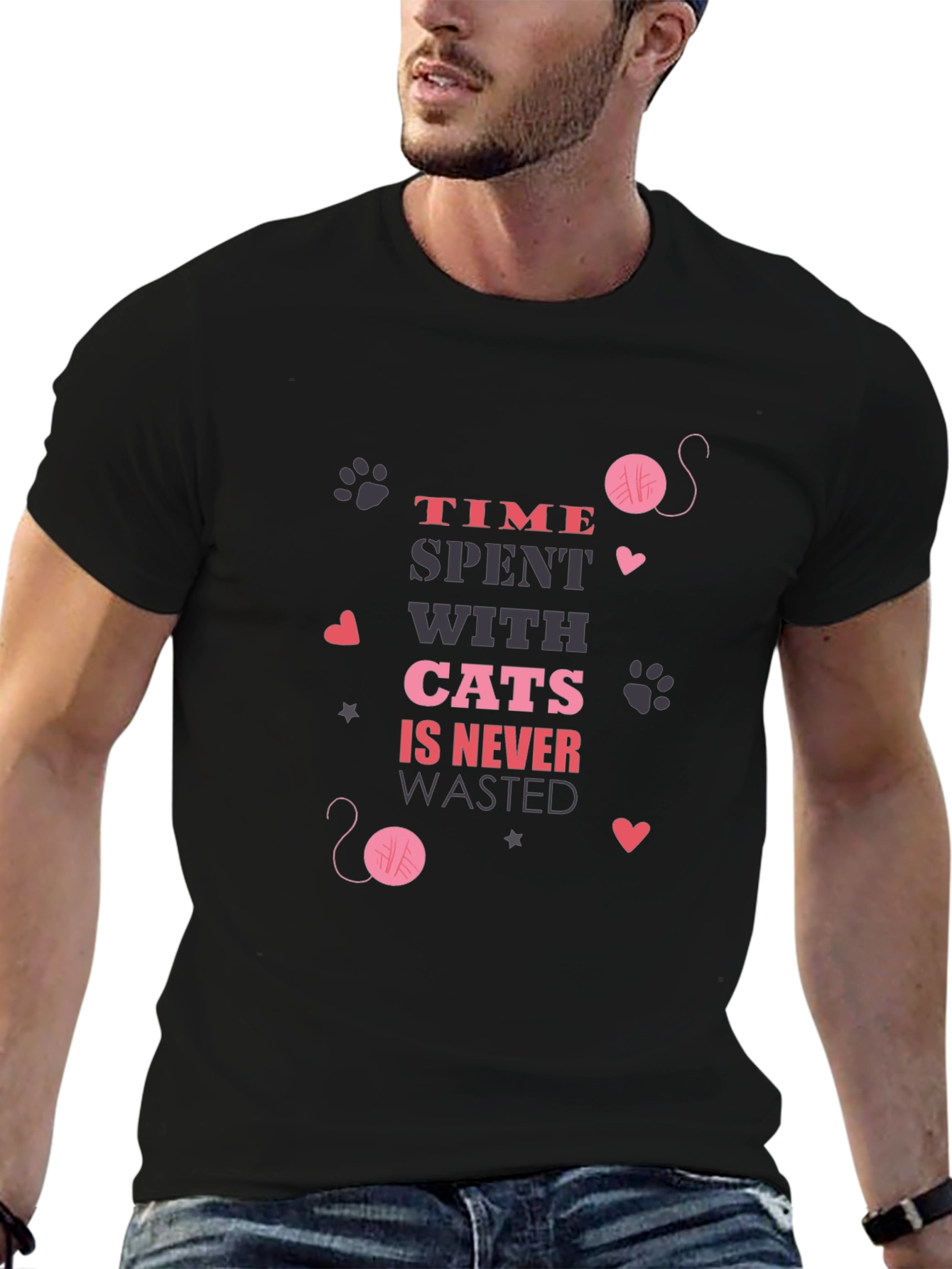 Time Spent With Cats Black T-Shirt