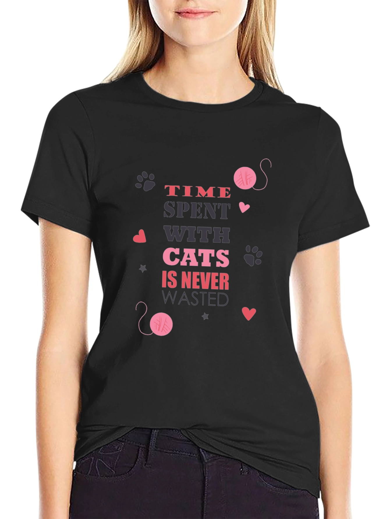 Time Spent With Cats Black T-Shirt