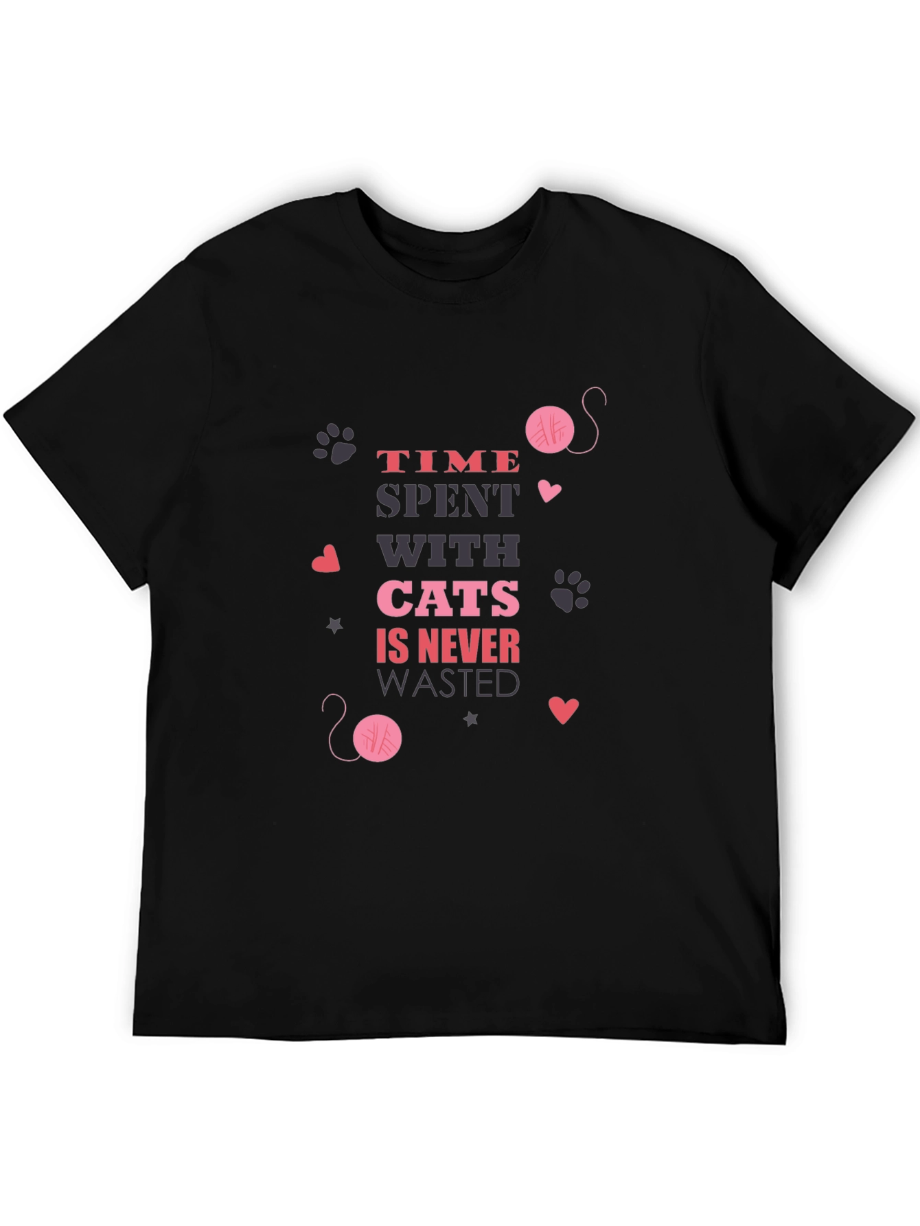 Time Spent With Cats Black T-Shirt