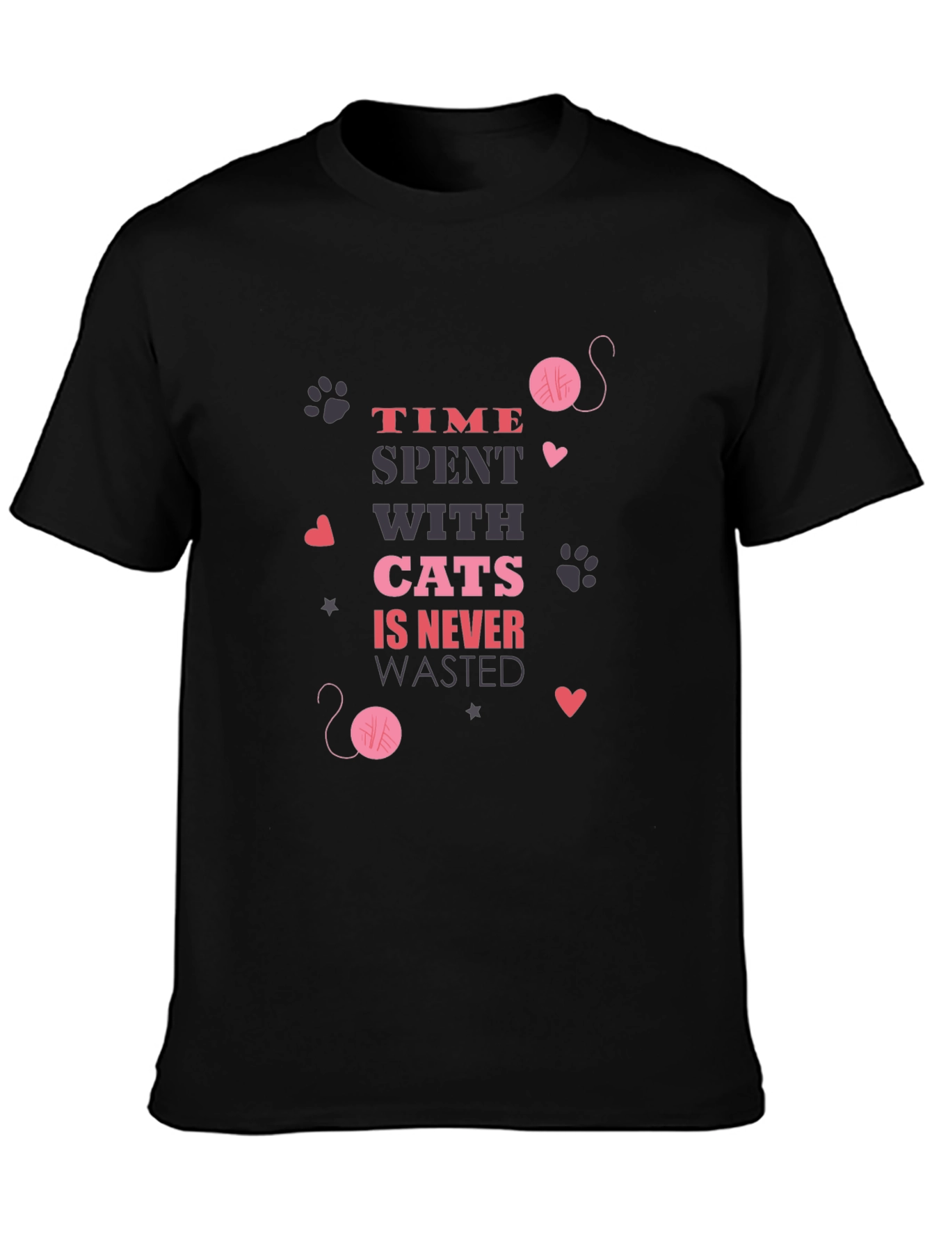 Time Spent With Cats Black T-Shirt