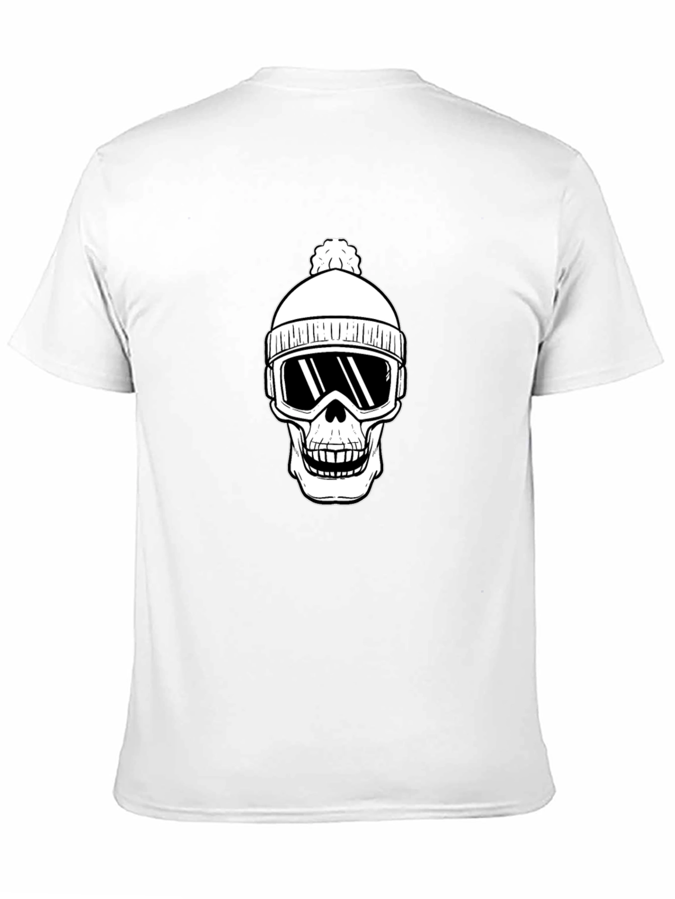 Skull Ski Beanie T-Shirt - Black Cotton Graphic Tee