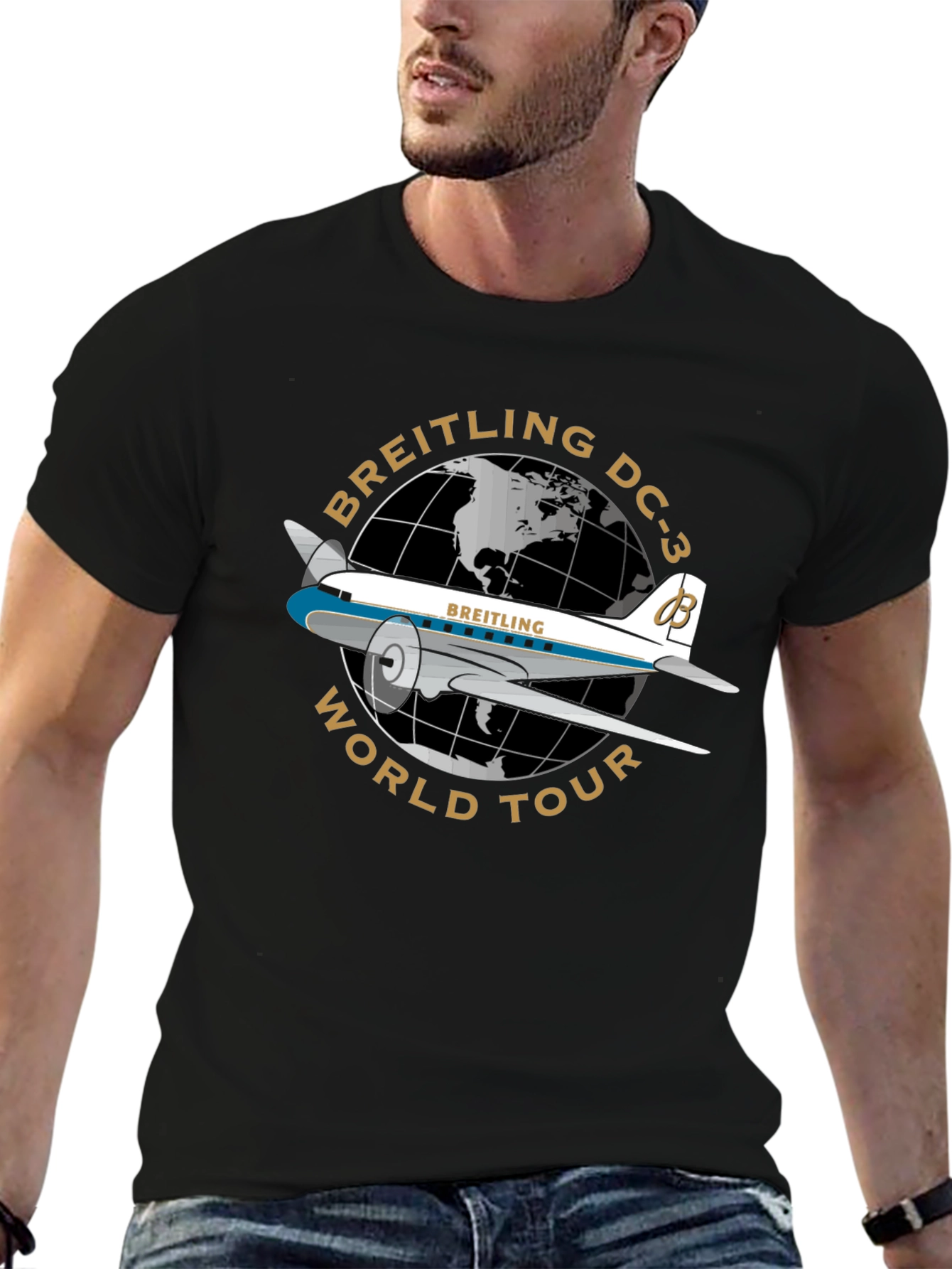 Breitling DC-3 World Tour Black T-Shirt