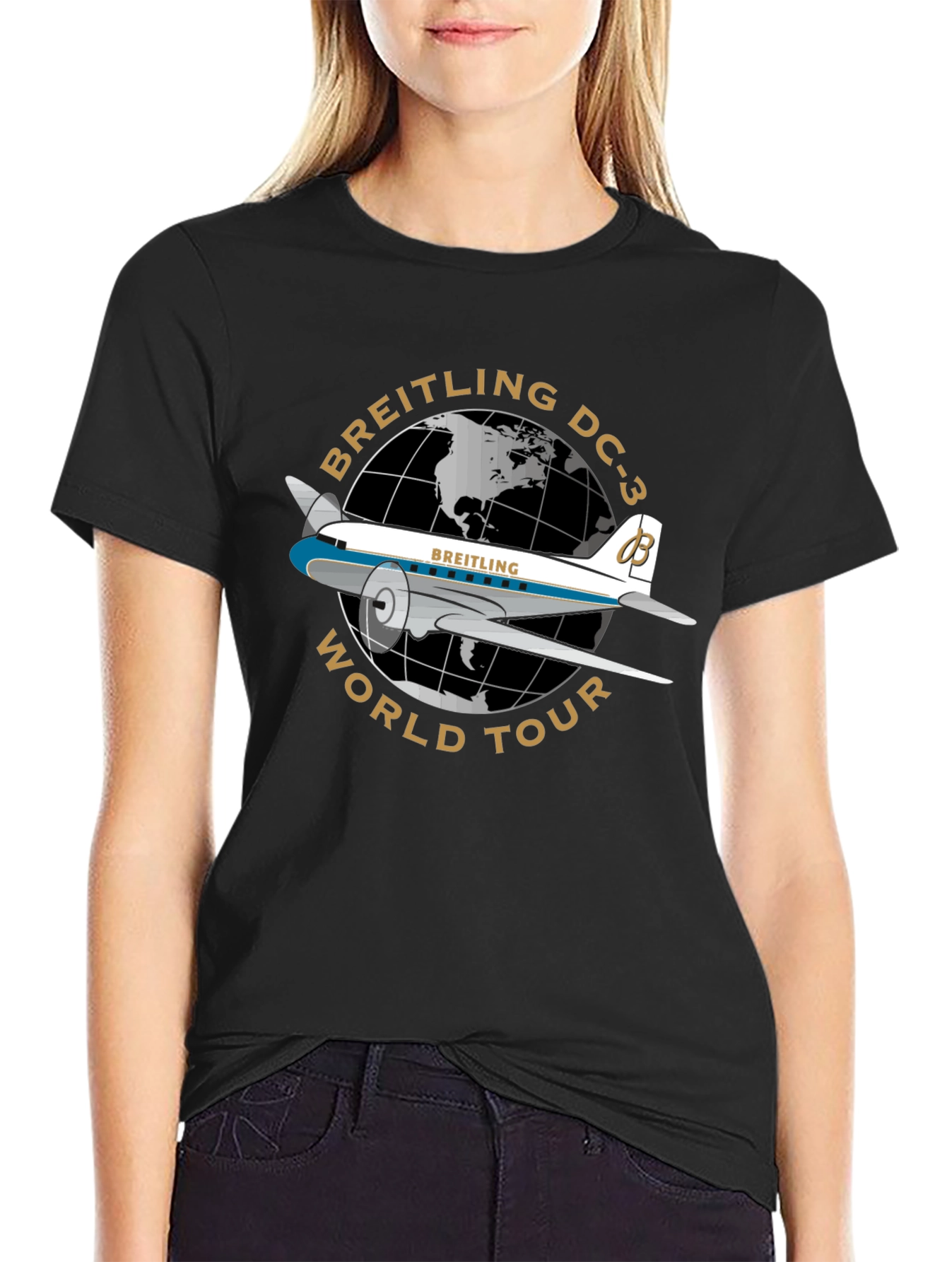 Breitling DC-3 World Tour Black T-Shirt