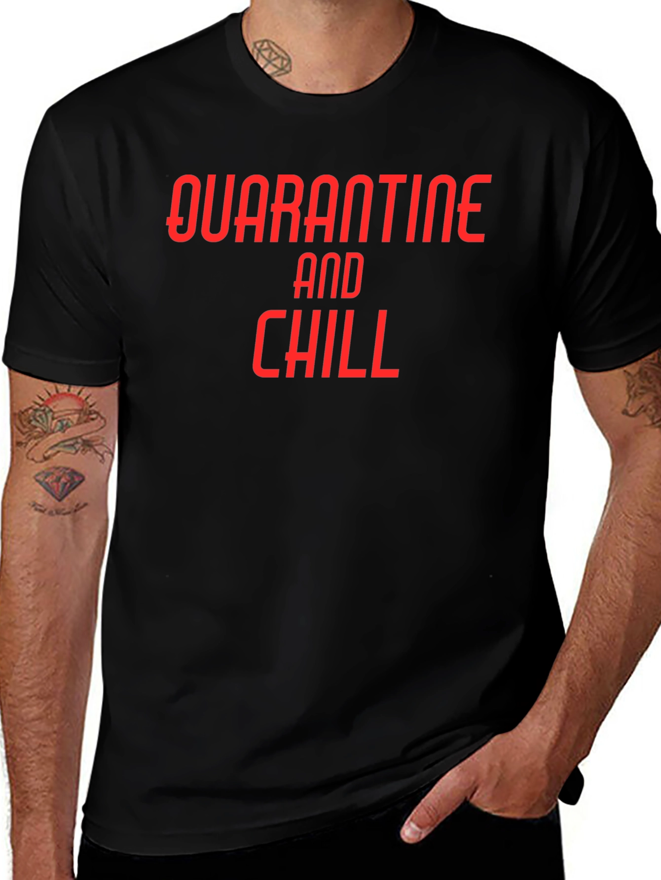 Quarantine and Chill Black Graphic Tee