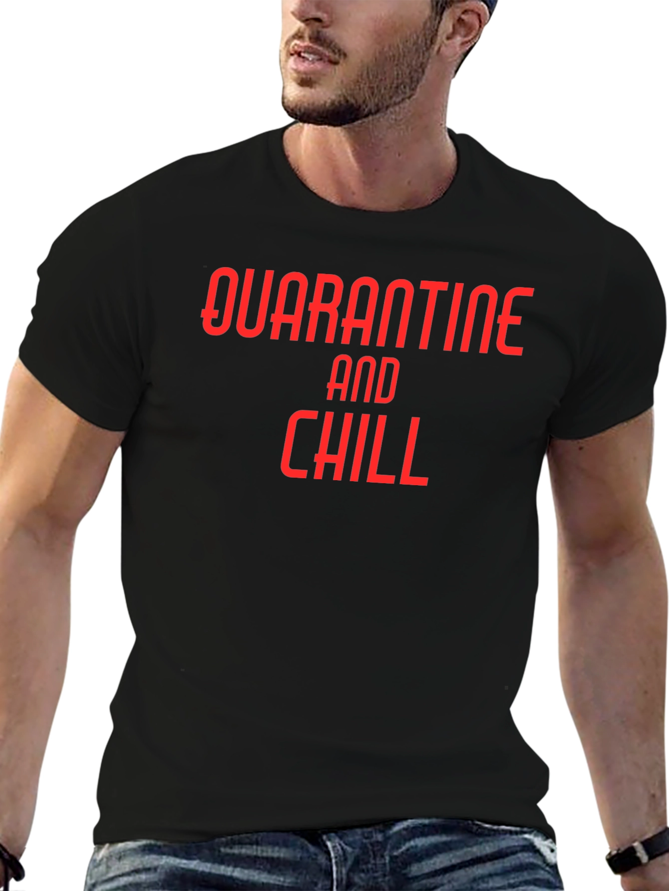 Quarantine and Chill Black Graphic Tee