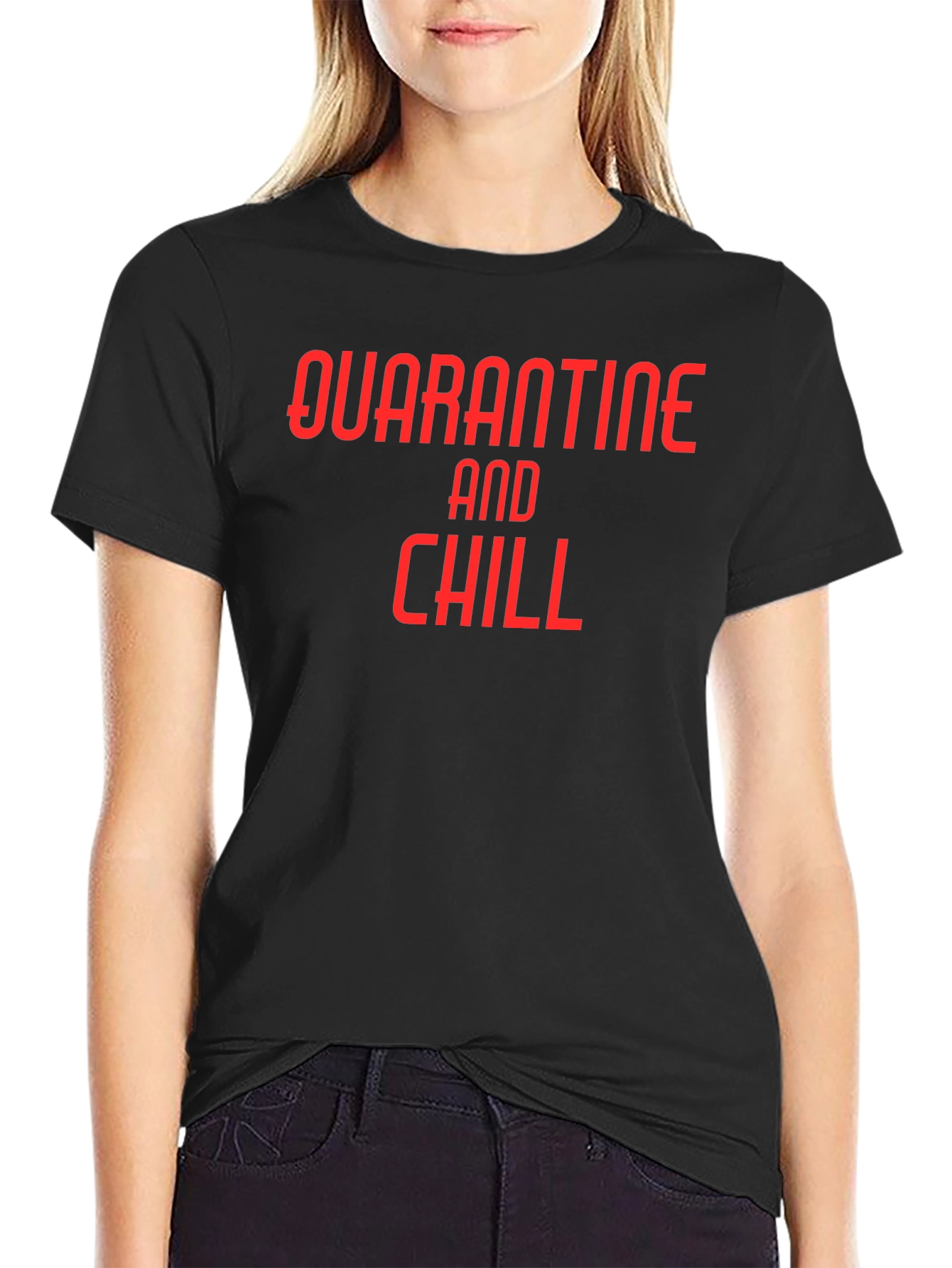 Quarantine and Chill Black Graphic Tee