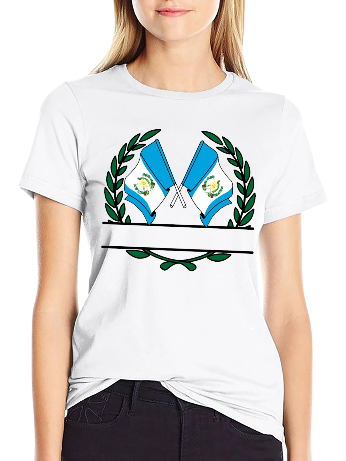 Guatemala Flag Crest Graphic Black T-Shirt