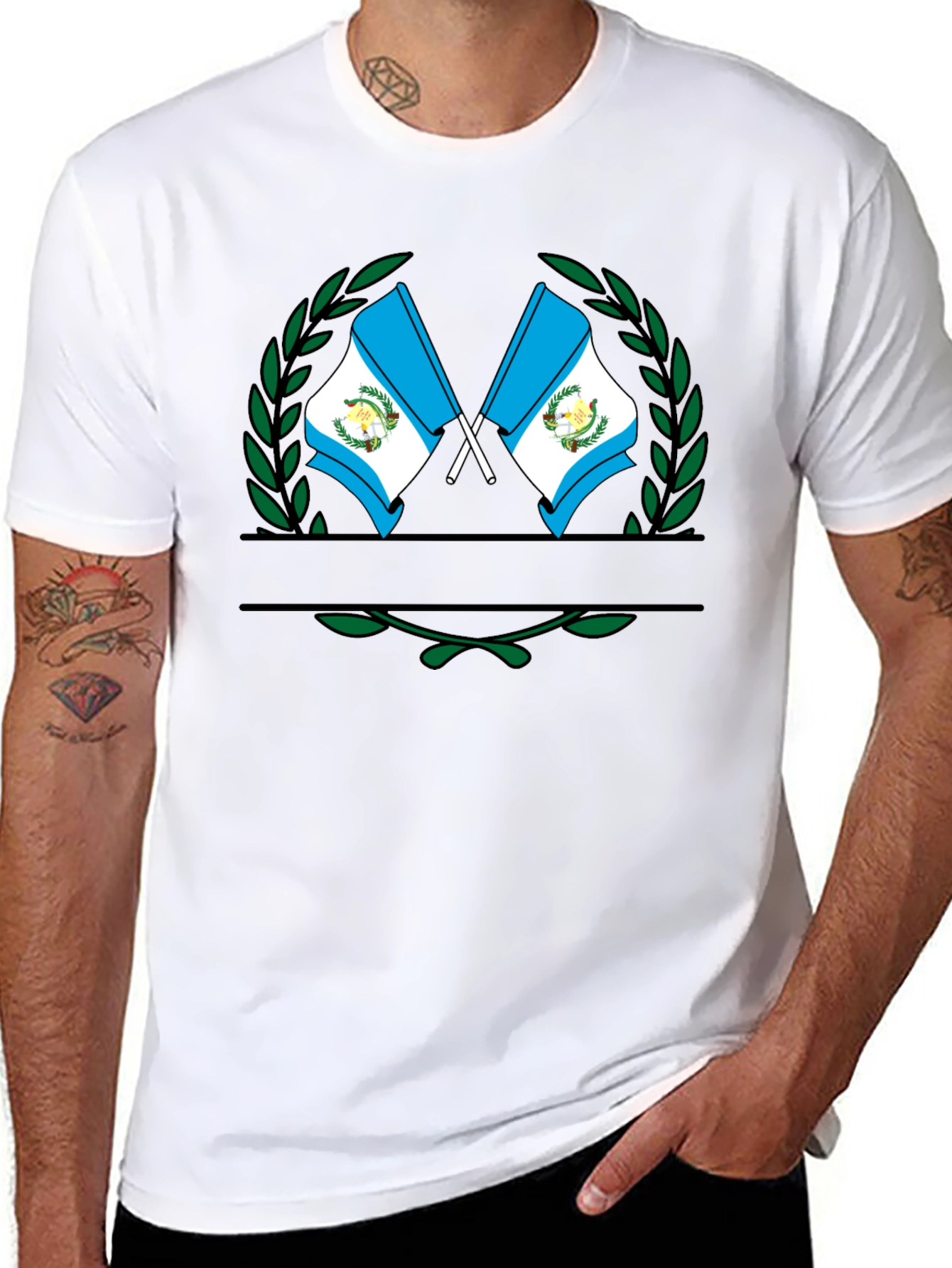 Guatemala Flag Crest Graphic Black T-Shirt