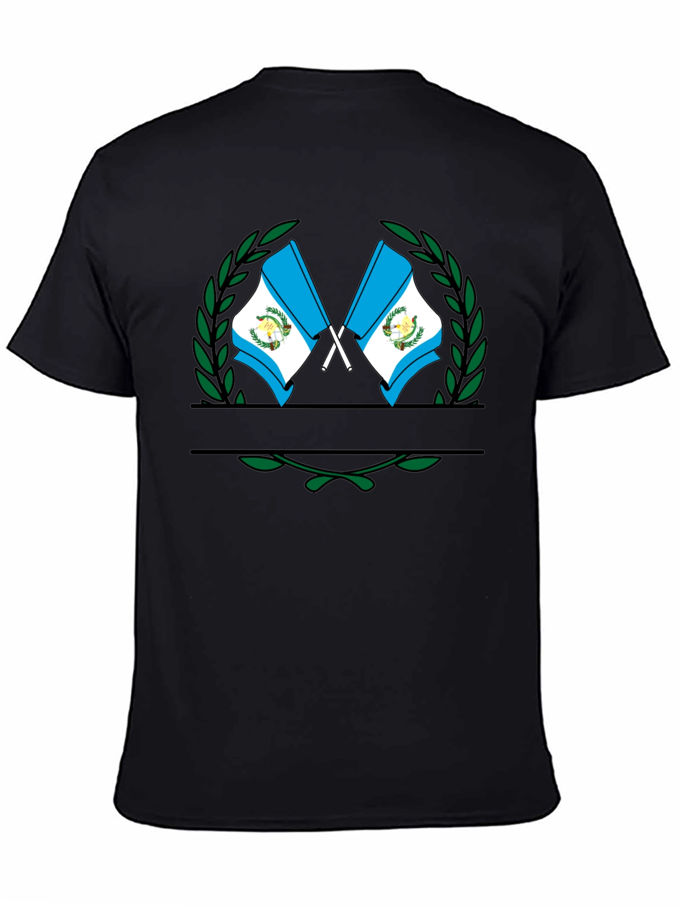 Guatemala Flag Crest Graphic Black T-Shirt