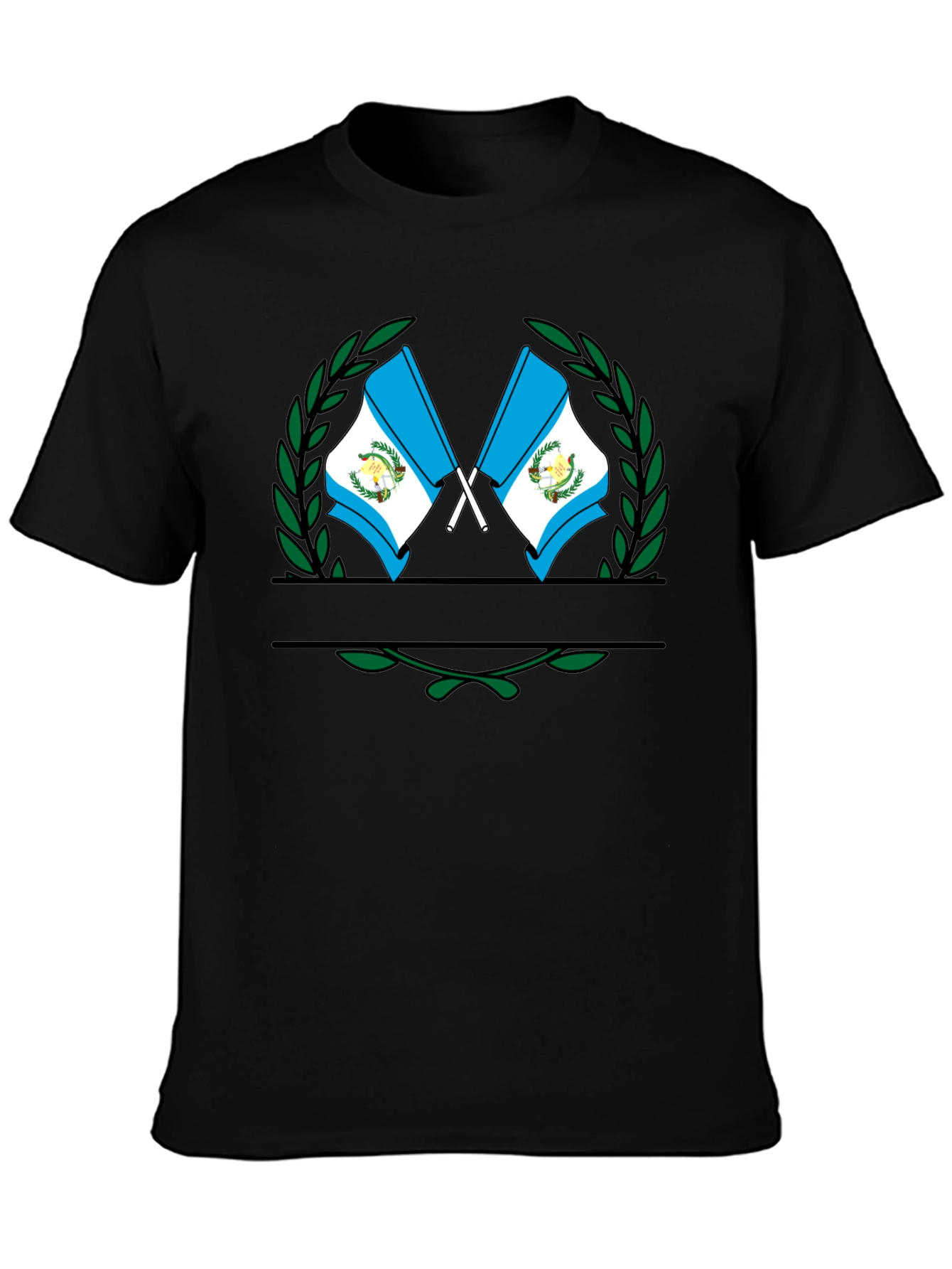 Guatemala Flag Crest Graphic Black T-Shirt