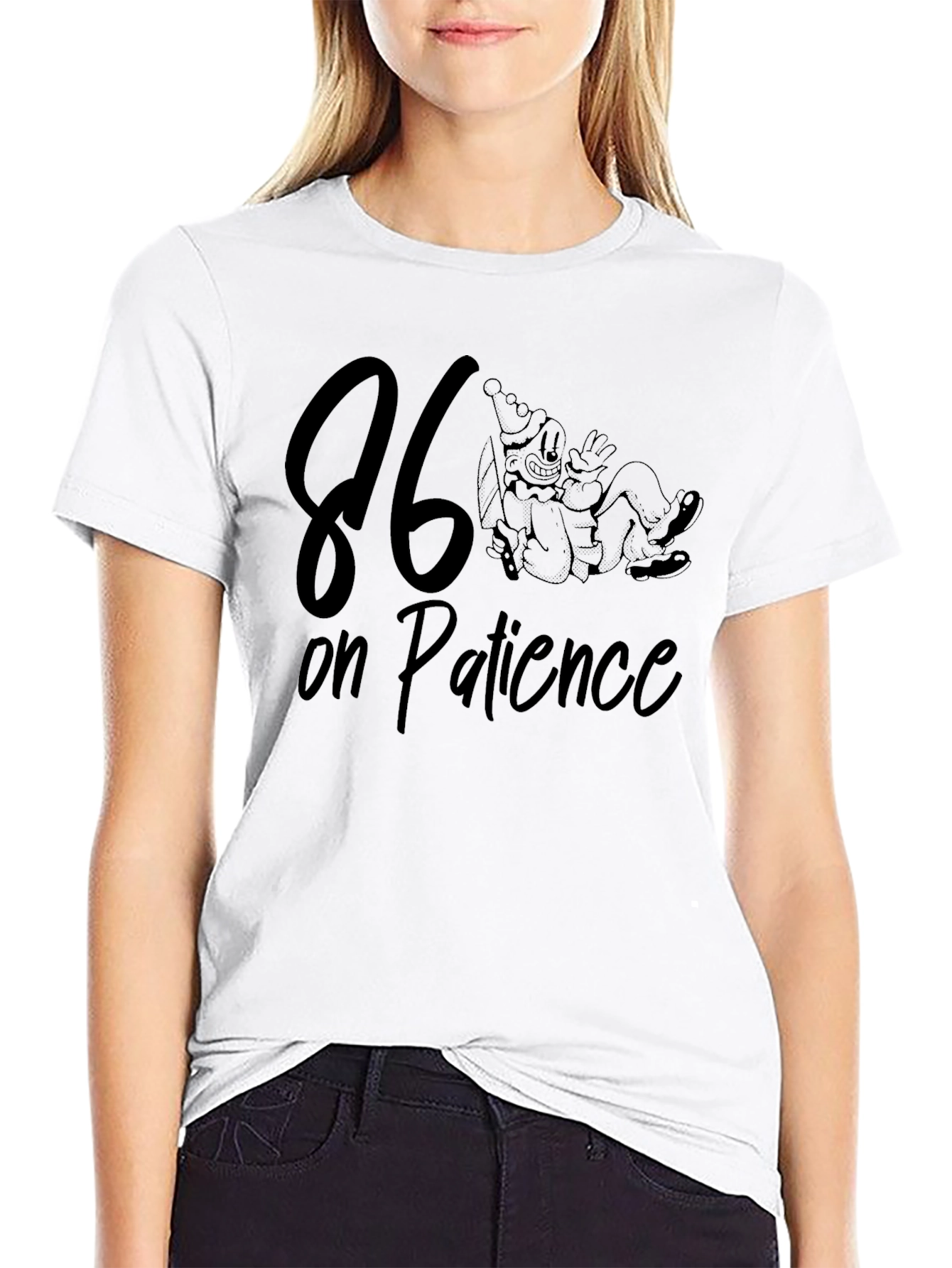 86 On Patience Funny Graphic Black T-Shirt