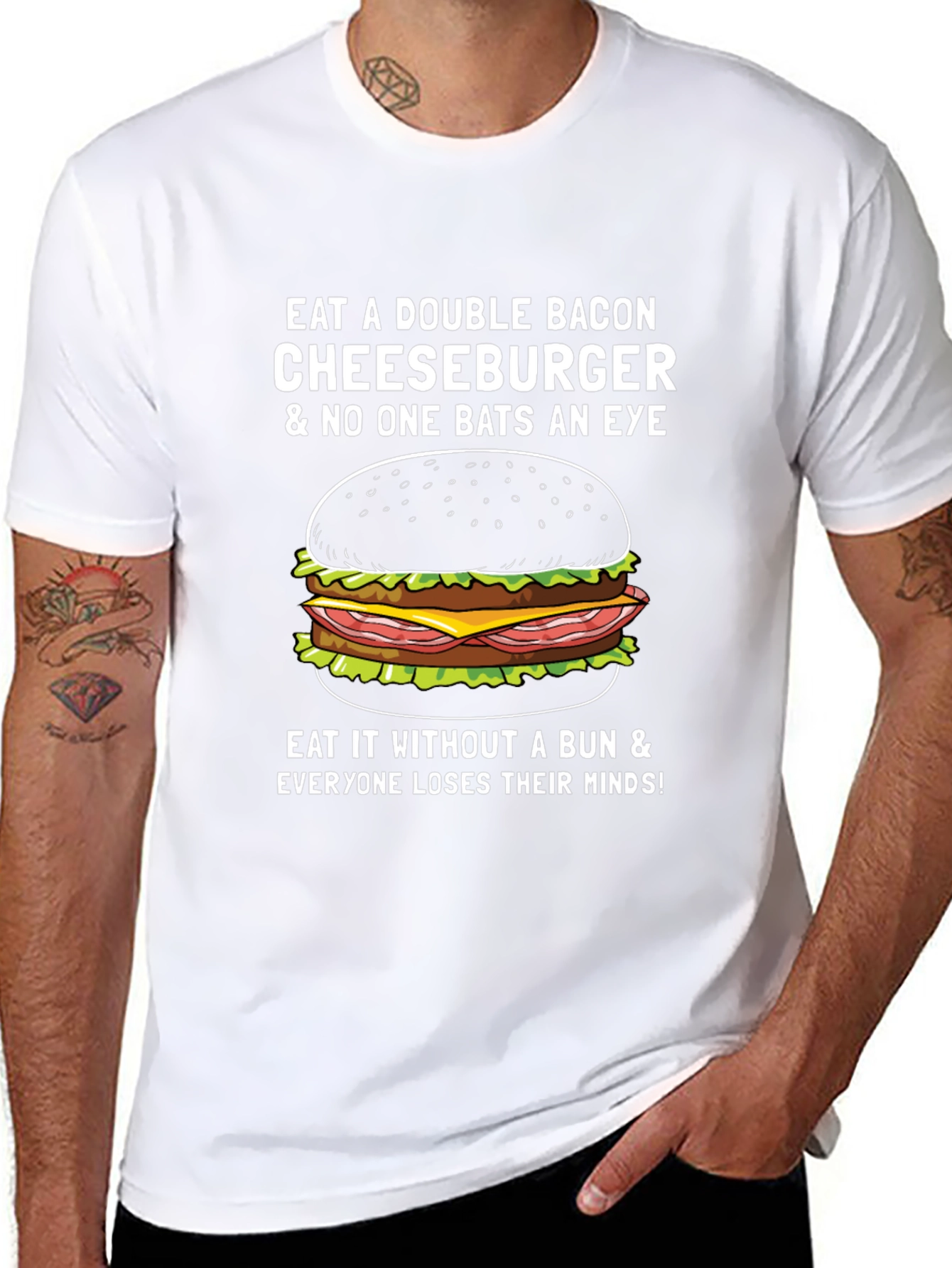 Double Bacon Cheeseburger T-Shirt - Funny Foodie Tee