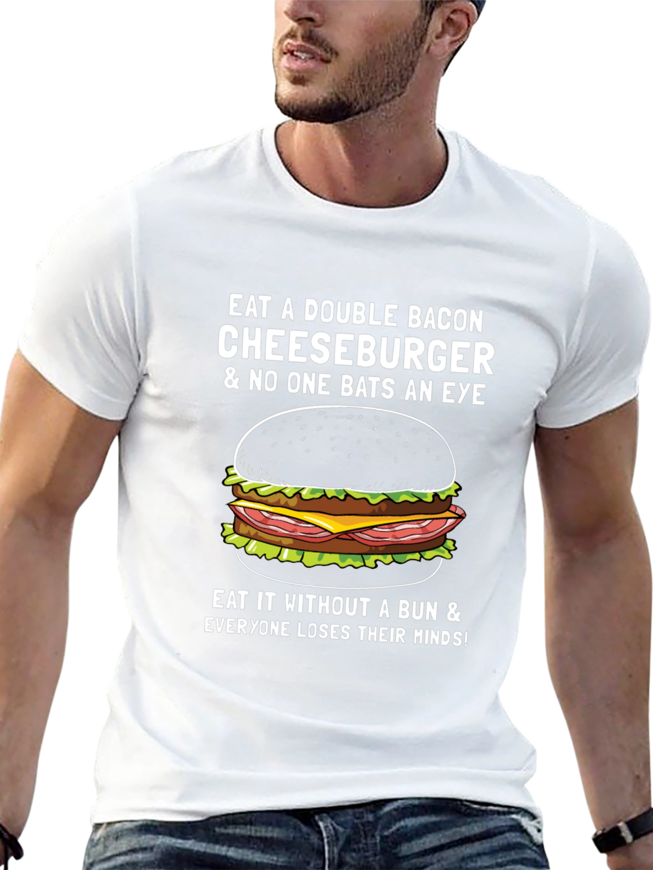 Double Bacon Cheeseburger T-Shirt - Funny Foodie Tee