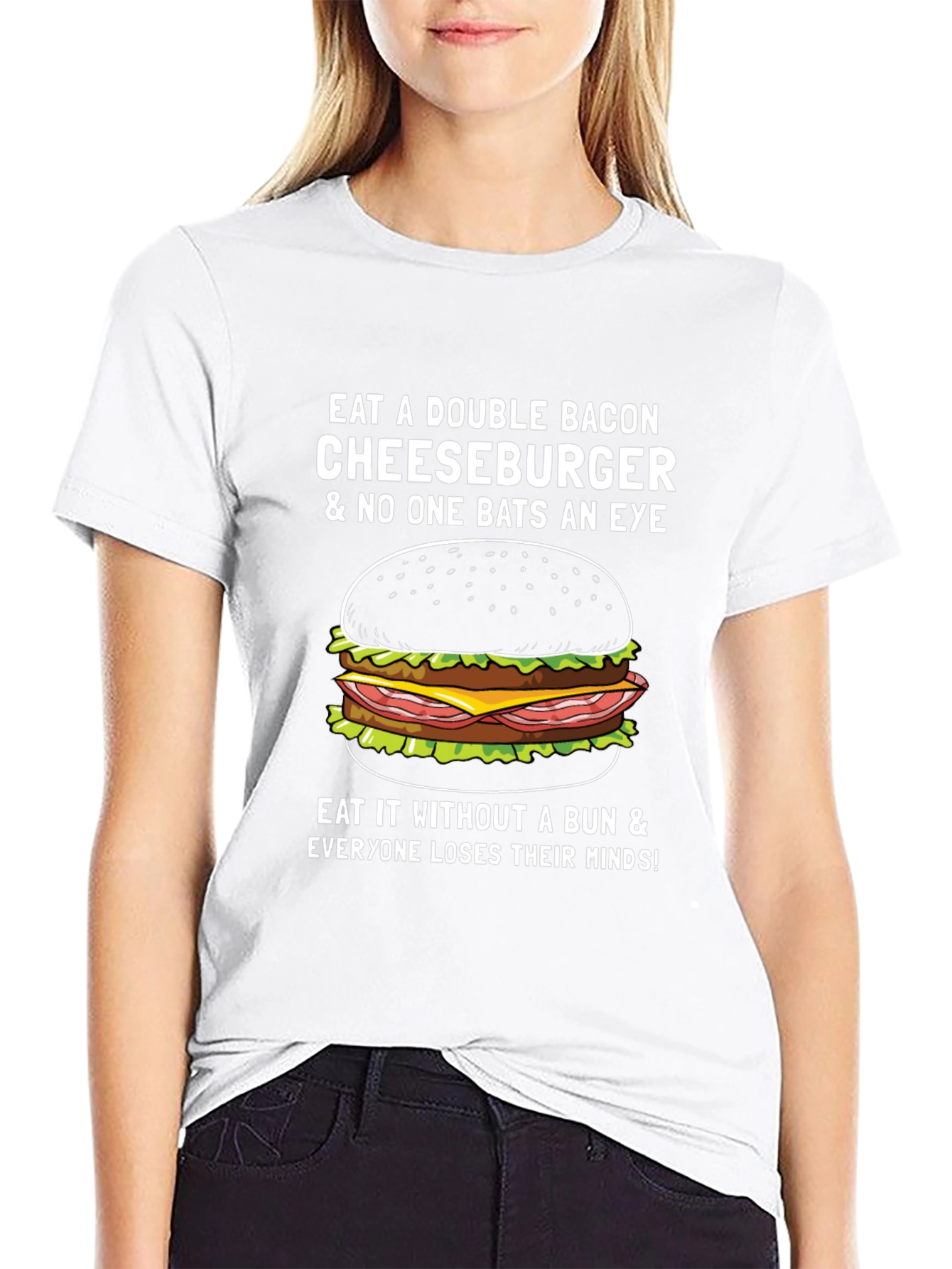 Double Bacon Cheeseburger T-Shirt - Funny Foodie Tee