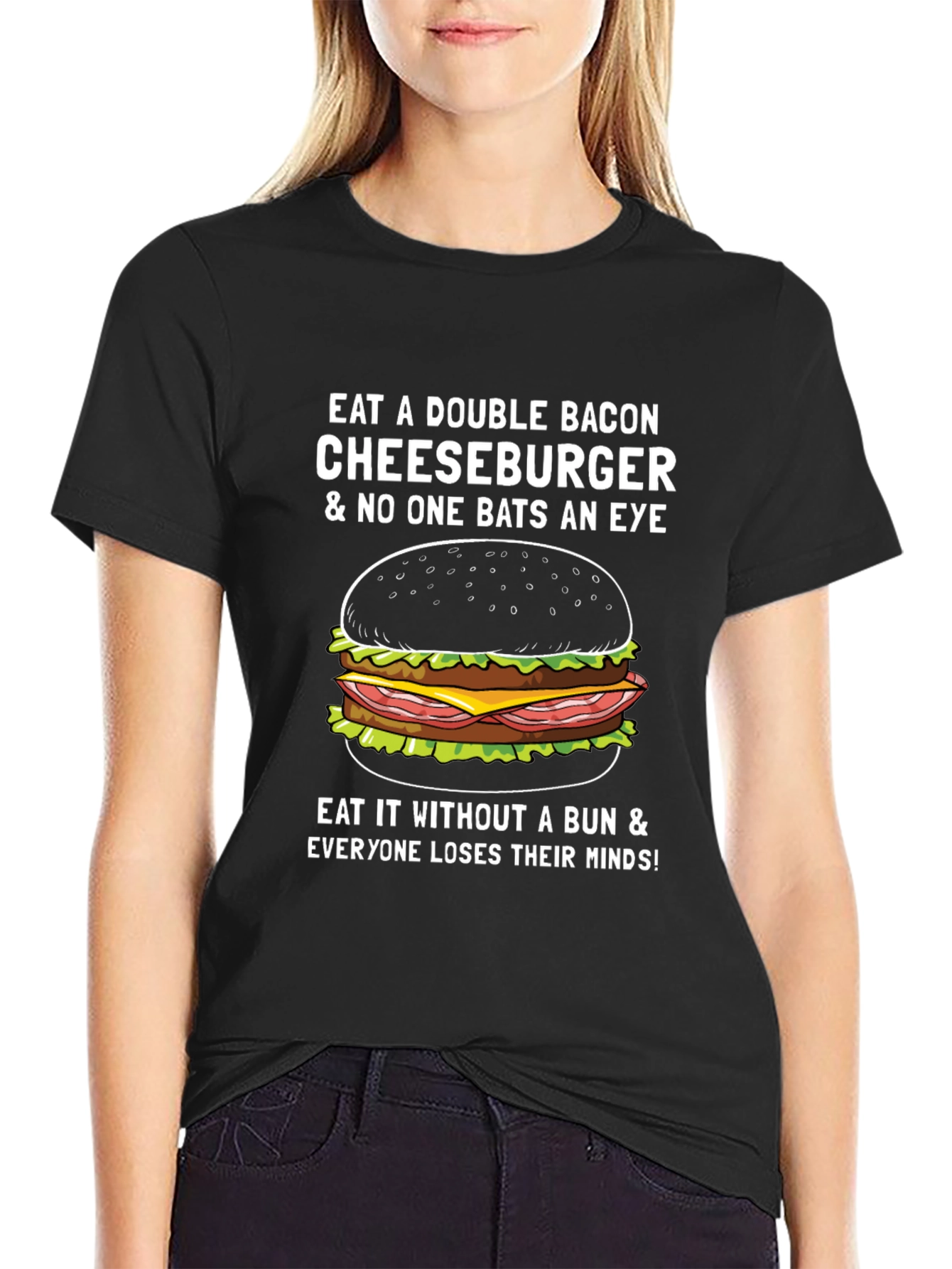 Double Bacon Cheeseburger T-Shirt - Funny Foodie Tee