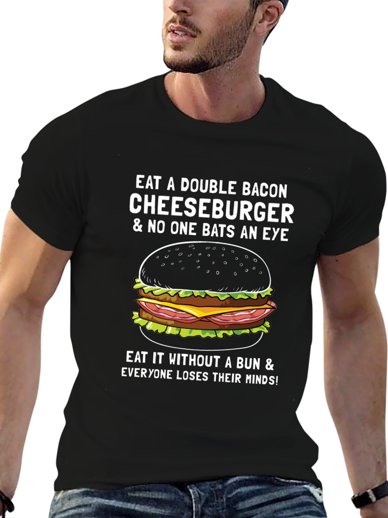 Double Bacon Cheeseburger T-Shirt - Funny Foodie Tee